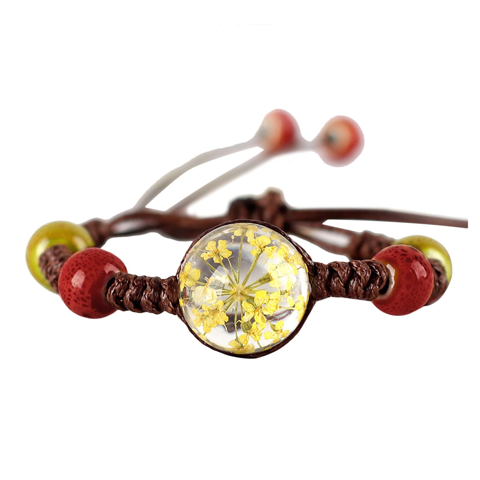 Men's Black Dried Flower Rope Handmade Epoxy Resin Bracelet Watch with Digital Timer - Perfect for Outdoor Adventures, Date Nights & Unique Gifts