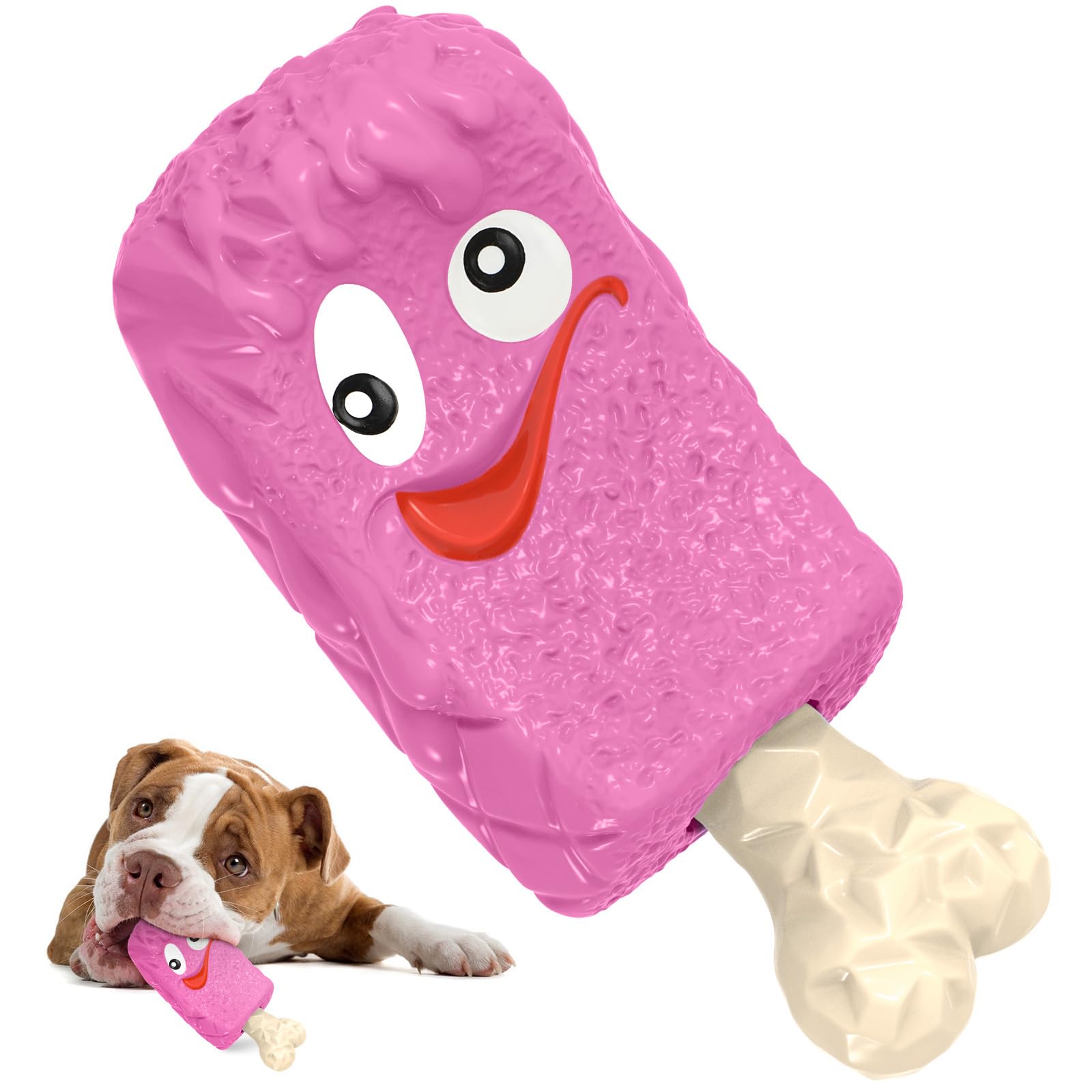 **Indestructible Dog Chew Toys for Aggressive Chewers – Natural Rubber Durable Dog Toys with Milk Flavor, Tough Interactive Treat Toy for Medium & Large Dogs – Perfect for Chewing, Chasing, Fetching & Playtime (Pink-Purple)**