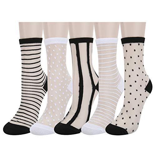 5 Pack-black White Striped Dots