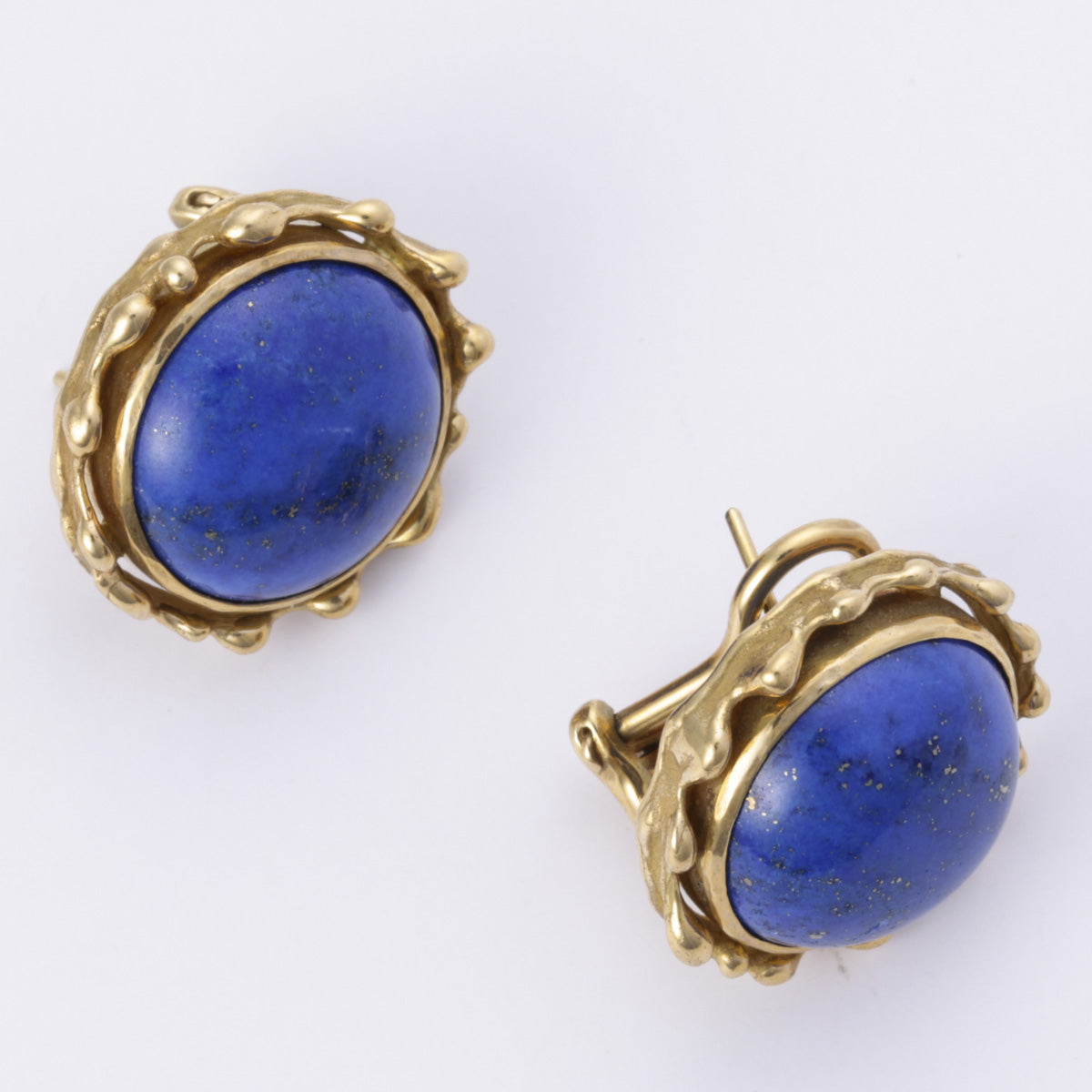 18K Yellow Gold Blue Lapis Lazuli Stud Earrings | 15.00-15.30mm x 6.20mm | Elegant Jewelry Gift for Women, Birthday, Anniversary, Wedding | Hypoallergenic Luxury Earrings for Everyday Wear & Special Occasions