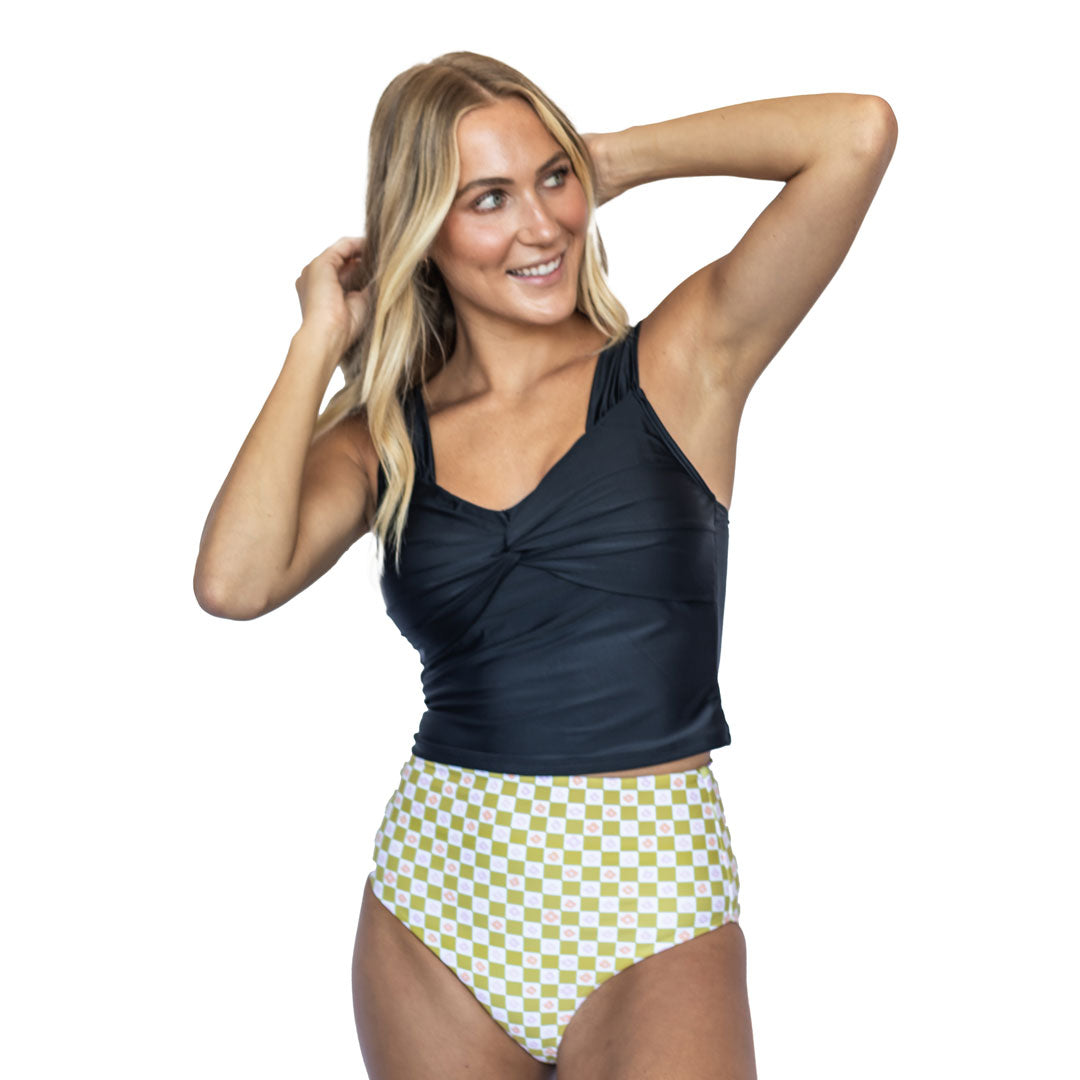 Lovebird Green Checker Floral
