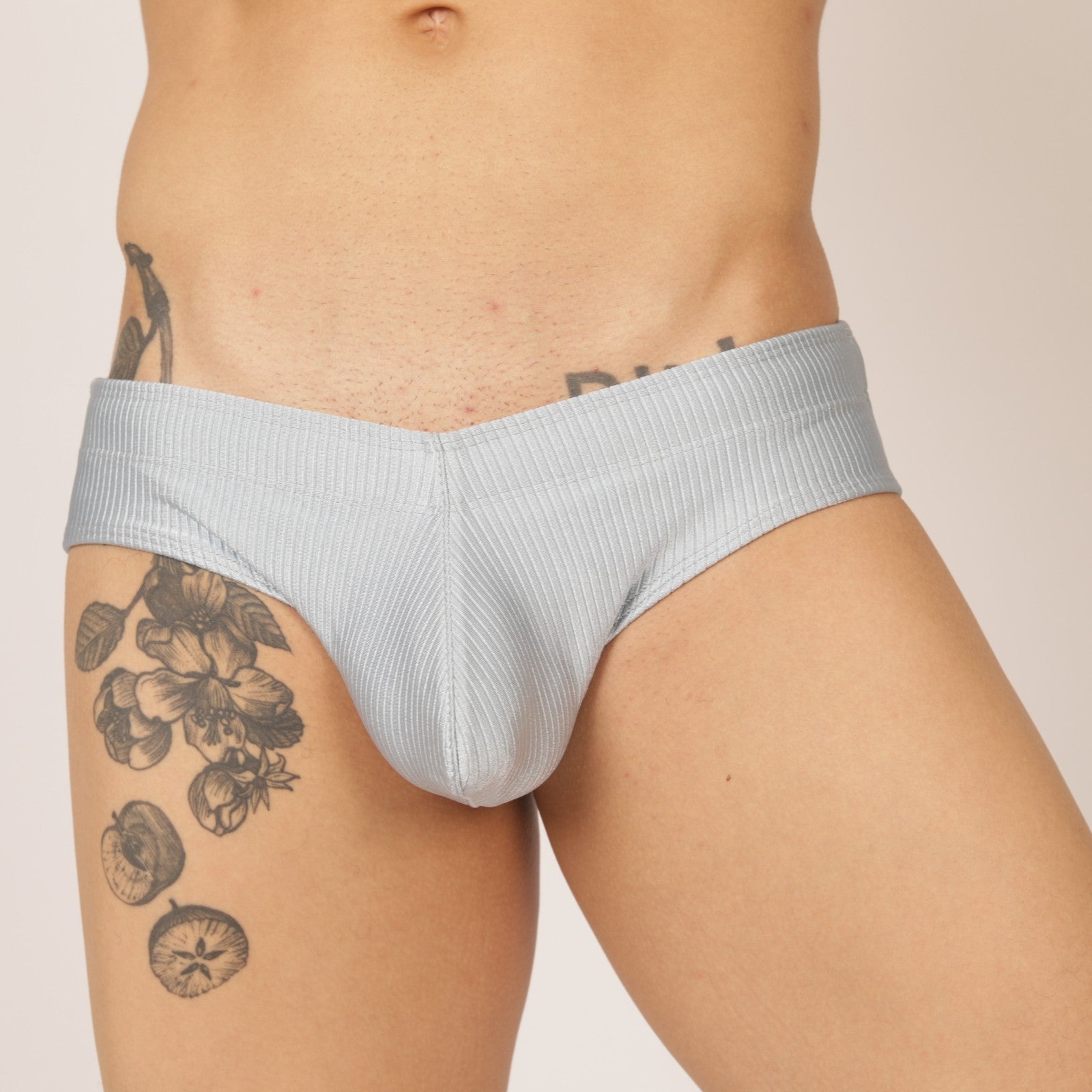 Gigo Glow Swim Brief Silver - High Waisted Shiny Swimwear for Women, Comfortable & Stylish Pool & Beach Wear, Perfect for Swimming, Sunbathing & Vacation