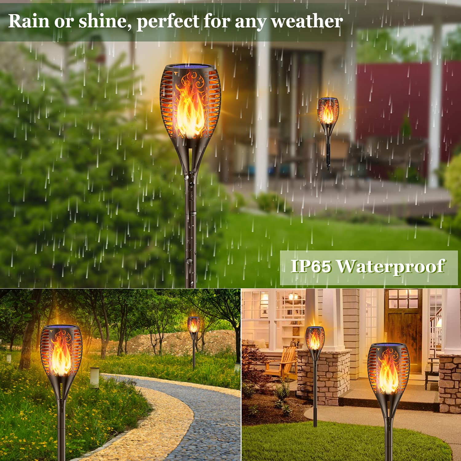 Balight 43in 96 LED Solar Torch Lights - Waterproof Flickering Flame Outdoor Landscape Lighting - Auto On/Off Security Lights for Patio, Garden, Yard, Driveway - Perfect for Evening Ambiance & Pathway Illumination