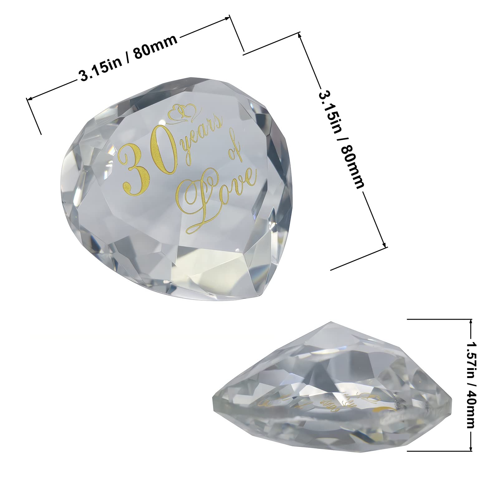 30th Anniversary Crystal Gifts for Couples - Elegant Wedding & Valentines Day Presents for Husband, Wife, Boyfriend or Girlfriend | Romantic Keepsake for 30 Year Marriage Celebration | Perfect for Anniversaries, Vow Renewals & Special Occasions
