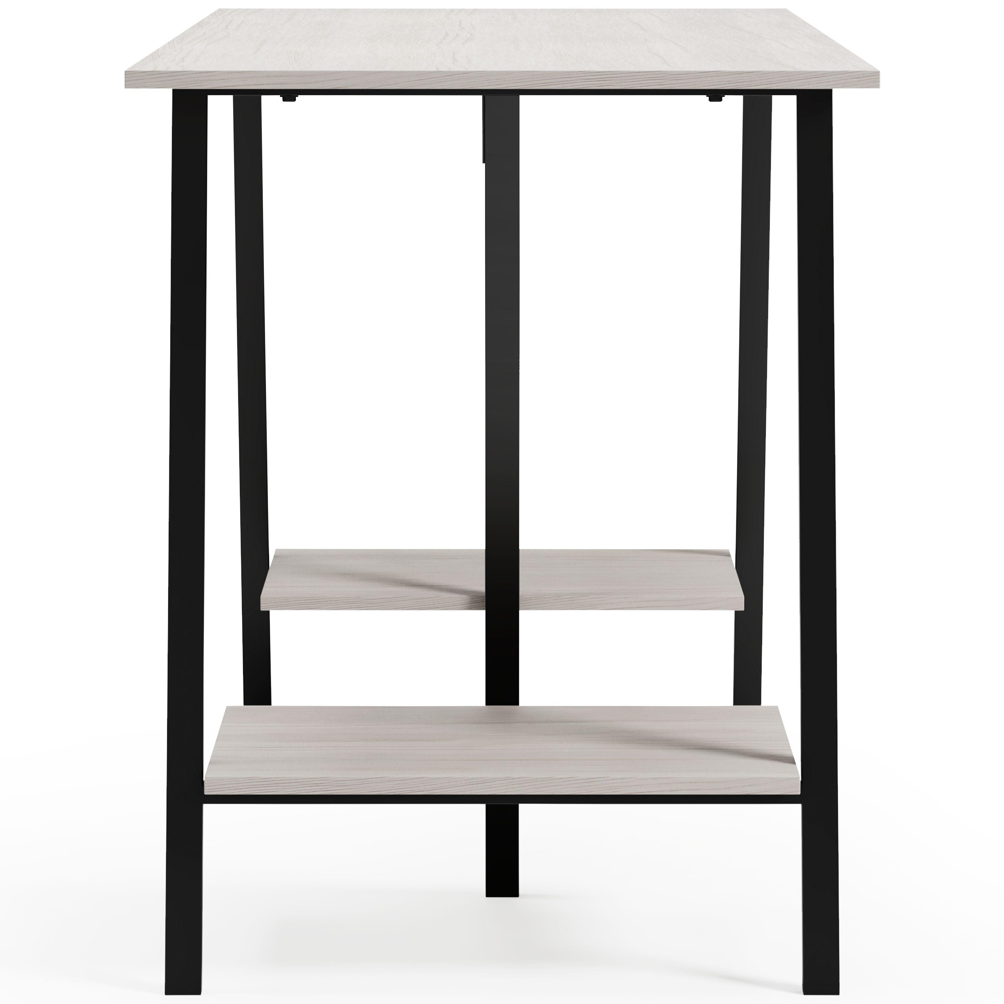 Bayflynn White & Black Home Office Desk with 2 Fixed Shelves - Modern Writing Desk for Small Spaces, Study Room & Remote Work Setup