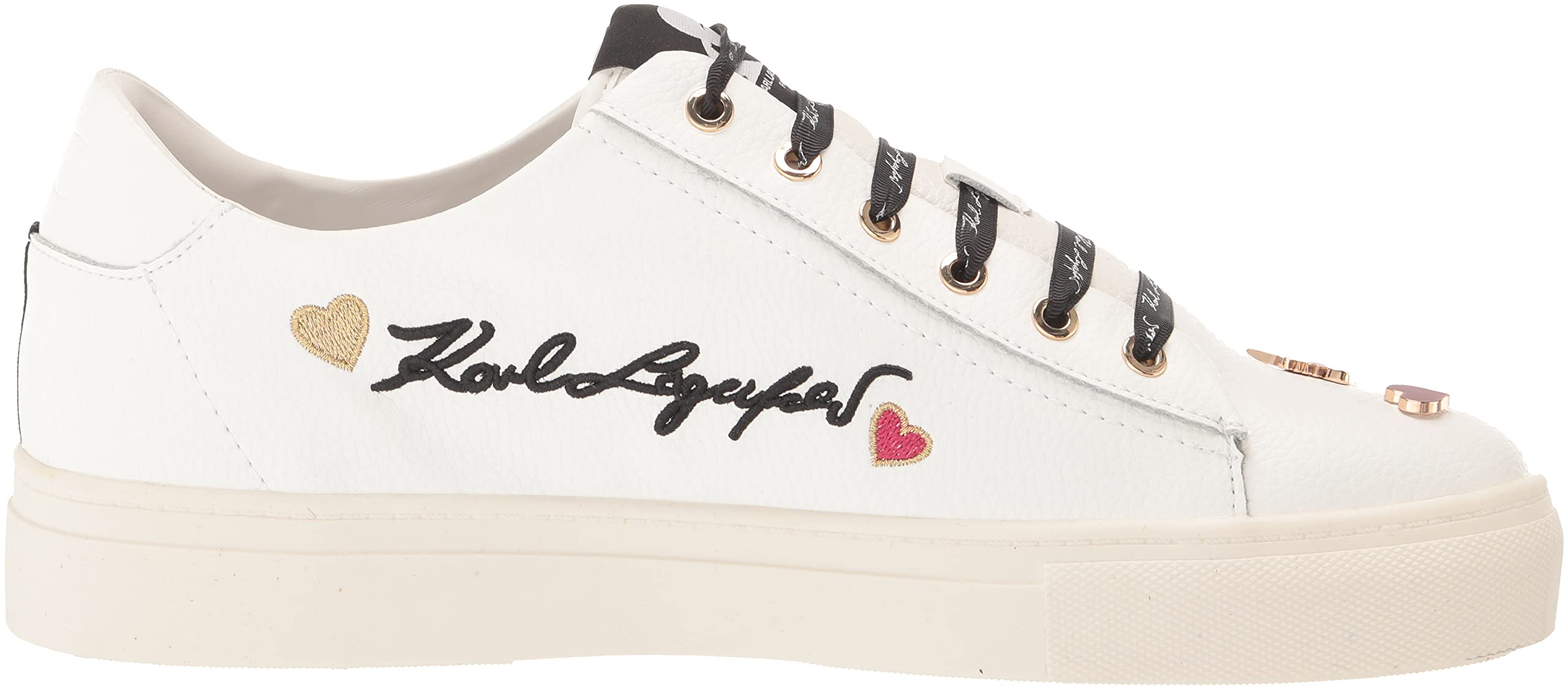 Karl Lagerfeld Paris Women's Cate Pins Sneakers - Fashionable White Leather Low-Top Lace-Up Shoes for Women | Perfect for Casual Wear, Office Outfits & Street Style