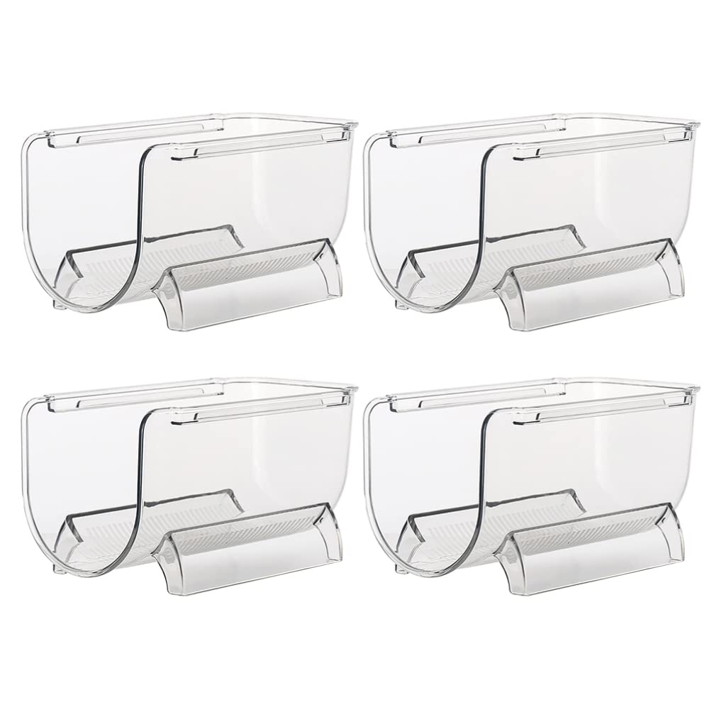 4-Piece Clear Plastic Stackable Wine Rack & Water Bottle Holder - Space-Saving Storage Organizer for Wine, Beverages in Fridge, Cabinet, Pantry, Kitchen Countertop - Perfect for Home, Office, Party & Restaurant Use