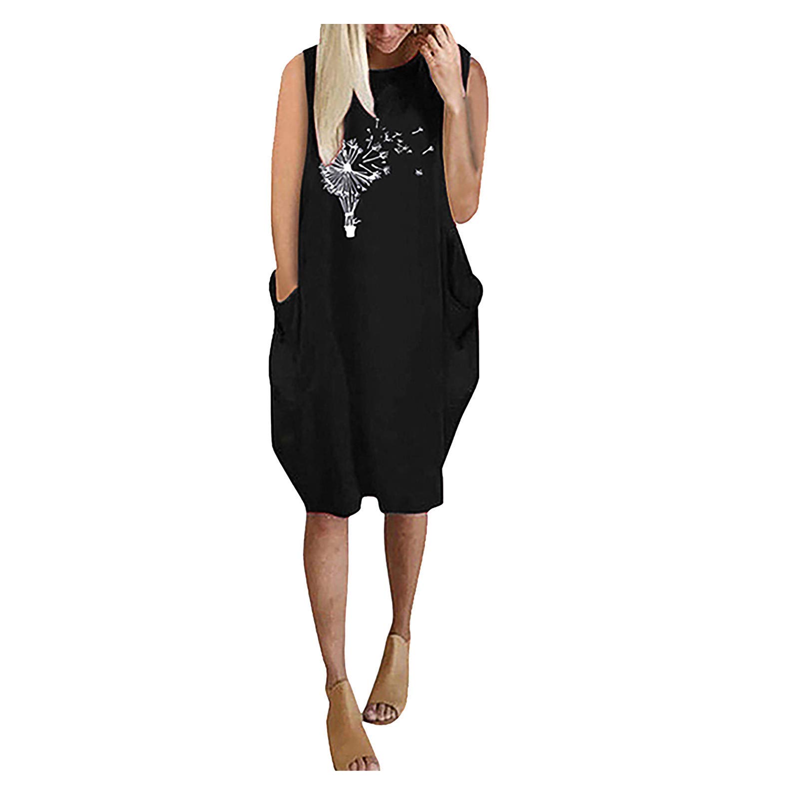Women's Floral Print O-Neck Loose Casual Midi Dress - Summer Boho Style for Daily Wear, Beach Outings & Vacation Outfits