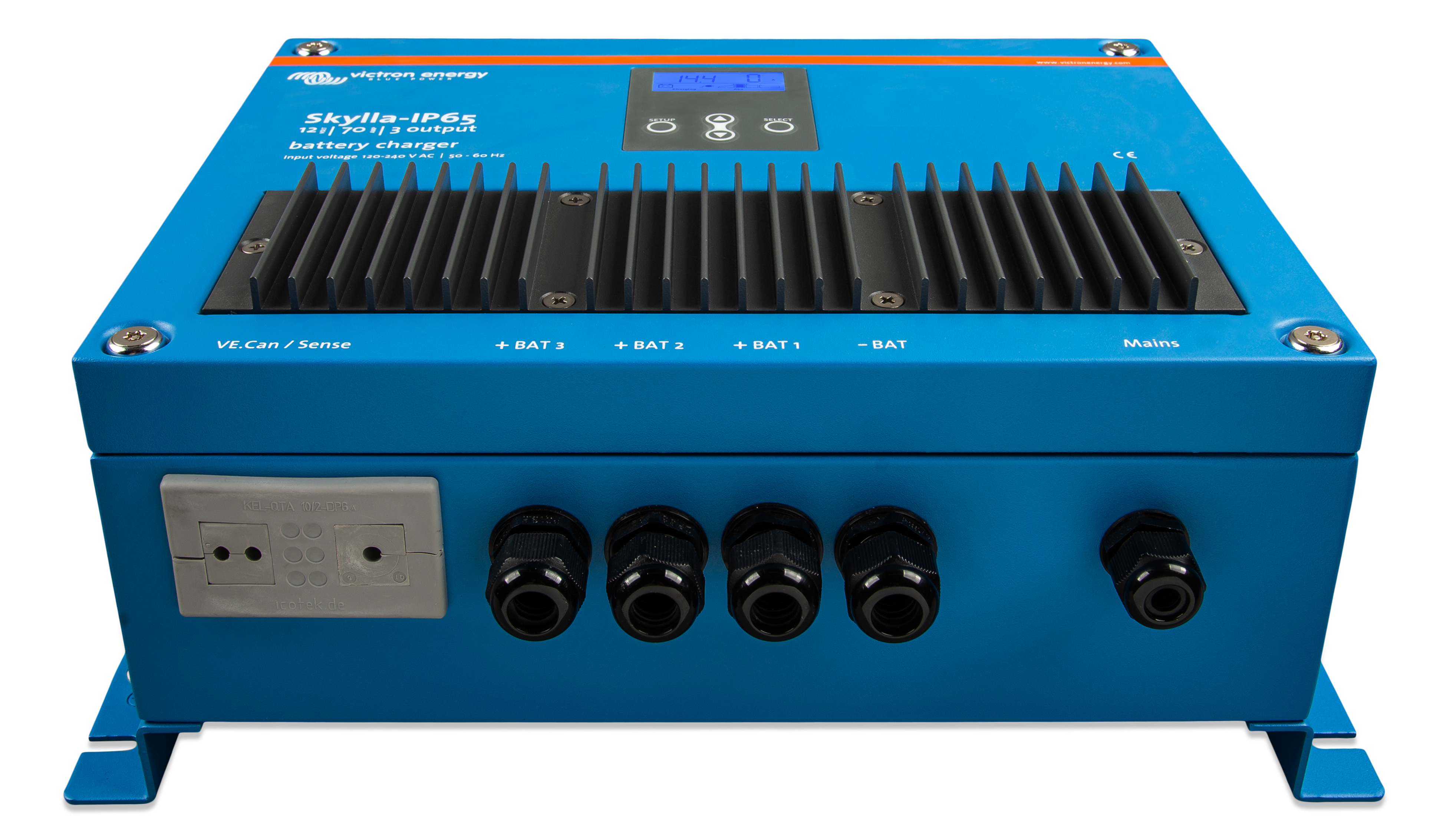 Victron Energy Skylla IP65 12/70 (3) 120-240V Marine Battery Charger - Waterproof & Durable for Boats, RVs, and Off-Grid Power Systems