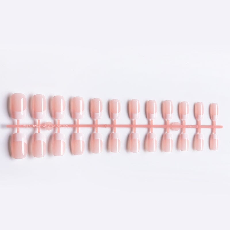 24pcs 12 Sizes French Jelly Press on Nails - Fake Nail Tips A70 - Long Lasting Glossy Nail Art for Parties, Weddings & Daily Wear