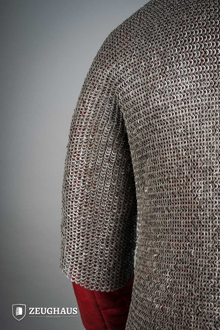 Flat Ring Riveted Chainmail Haubergeon - 6mm Steel Oiled B Stock - Medieval Armor for LARP, Cosplay & Historical Reenactment
