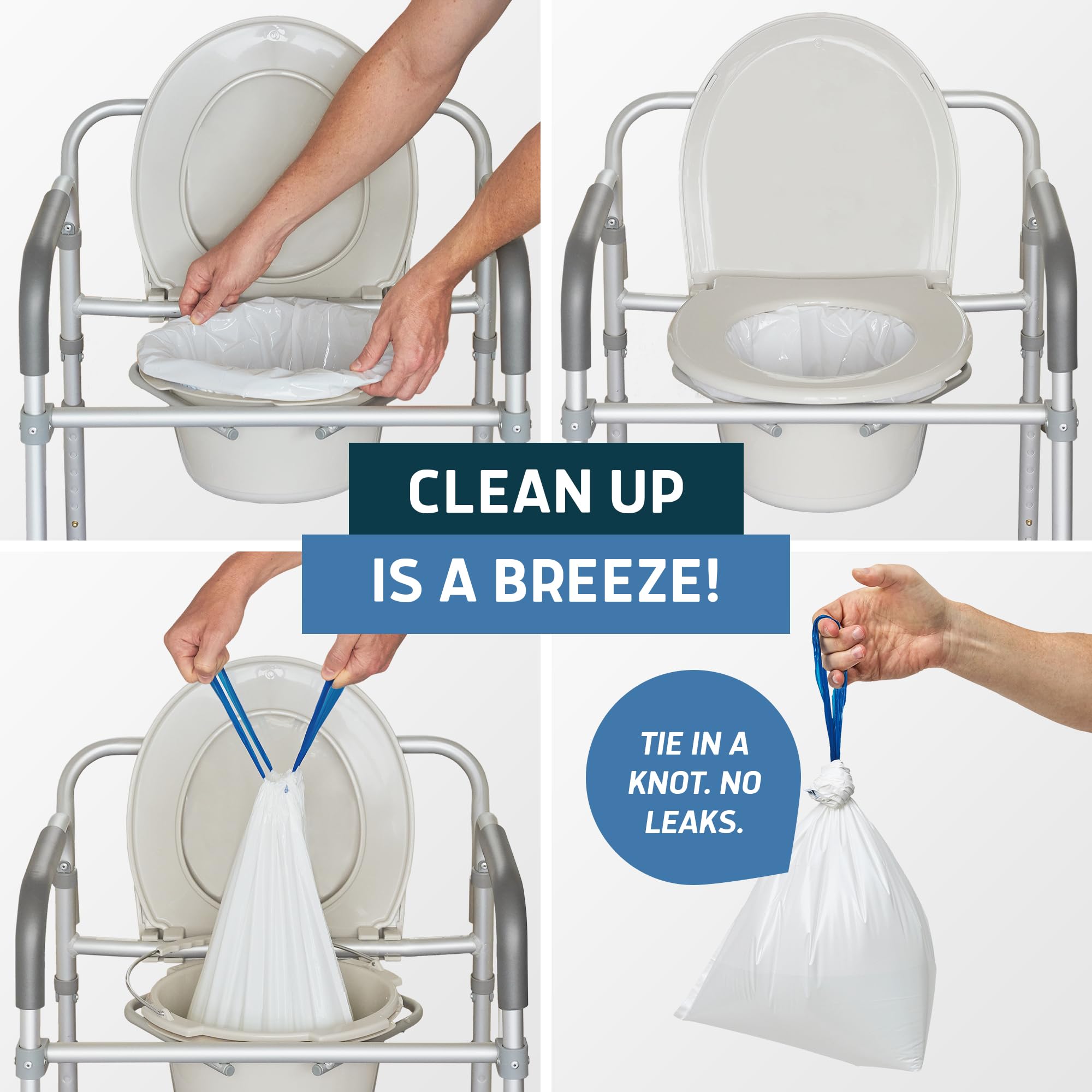 Lunderg Commode Liners - Value Pack 250 Count, Universal Fit Disposable Toilet Bags for Adult Commode Chair, Portable Toilet & Camping - Medical Grade, Odor Control - Ideal for Home Care, Travel & Outdoor Use