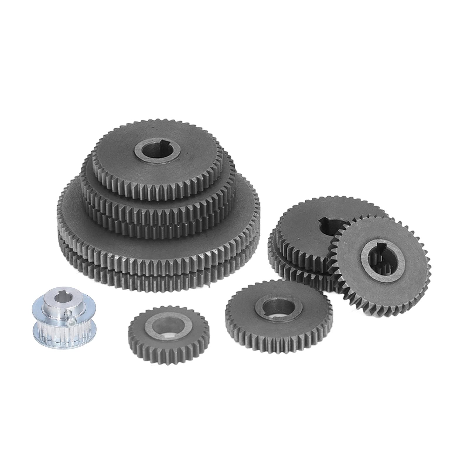 11pcs HT250 Grey Iron Lathe Gear Set - T80 T60 T50 T40 T35 T30 Cutting Machine Tool Gear with 17 Teeth Motor Pulley for Micro Lathe & Metal Cutting | Perfect for DIY Metalworking, Small Part Machining & Workshop Projects