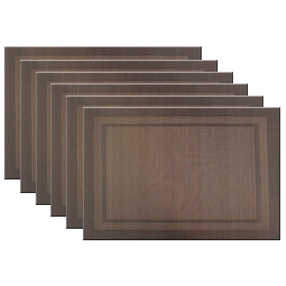 Bright Dream Washable Vinyl Placemats Set of 6 - Waterproof & Stain-Resistant Kitchen Table Mats for Dining, Heat Insulation, Home Decor (Coffee Brown) - Perfect for Everyday Meals, Dinner Parties & Holiday Gatherings