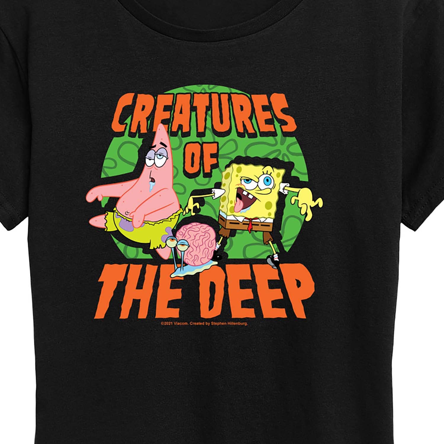 Spongebob Squarepants Creatures of The Deep Women's Graphic T-Shirt | HYBRID APPAREL Short Sleeve Tee | Casual Wear, Cosplay & Cartoon Lovers Gift