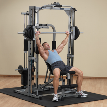 Smith Machine Power Rack with Lat Pulldown & Cable Crossover - PSM1442XS Home Gym Equipment for Strength Training & Full Body Workouts - Perfect for Home Gym, Garage, and Fitness Studio