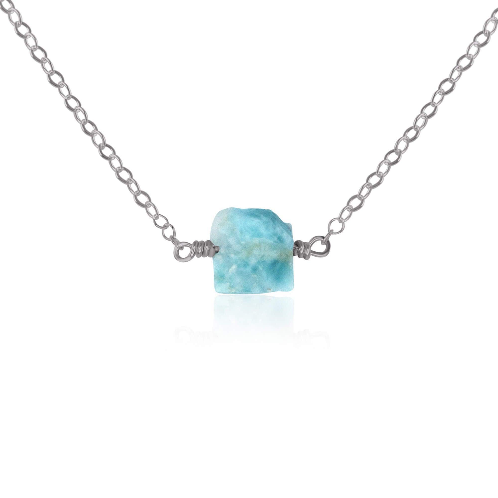 Raw Larimar Crystal Pendant Necklace - Natural Blue Gemstone Jewelry for Women - Perfect for Boho Style & Beach Outfits