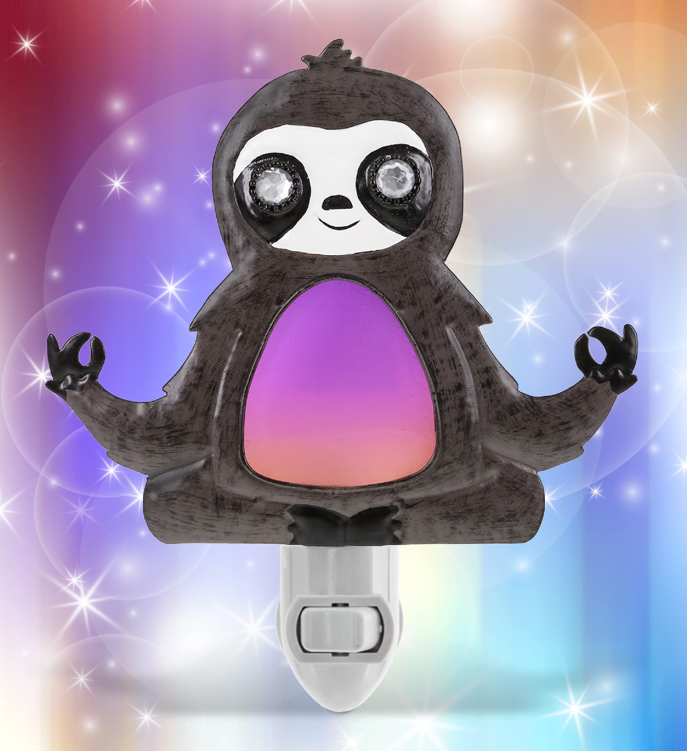 CoTa Global Sloth Night Light - Handmade Metal & Glass Plug-in Wall Nightlight with Switch, 6.5 Inch Cute Animal Night Light for Home Decor - Perfect for Bathroom, Nursery, Hallway, Kitchen & Bedroom - Creates Cozy Ambiance for Kids' Rooms and Relaxing Spaces