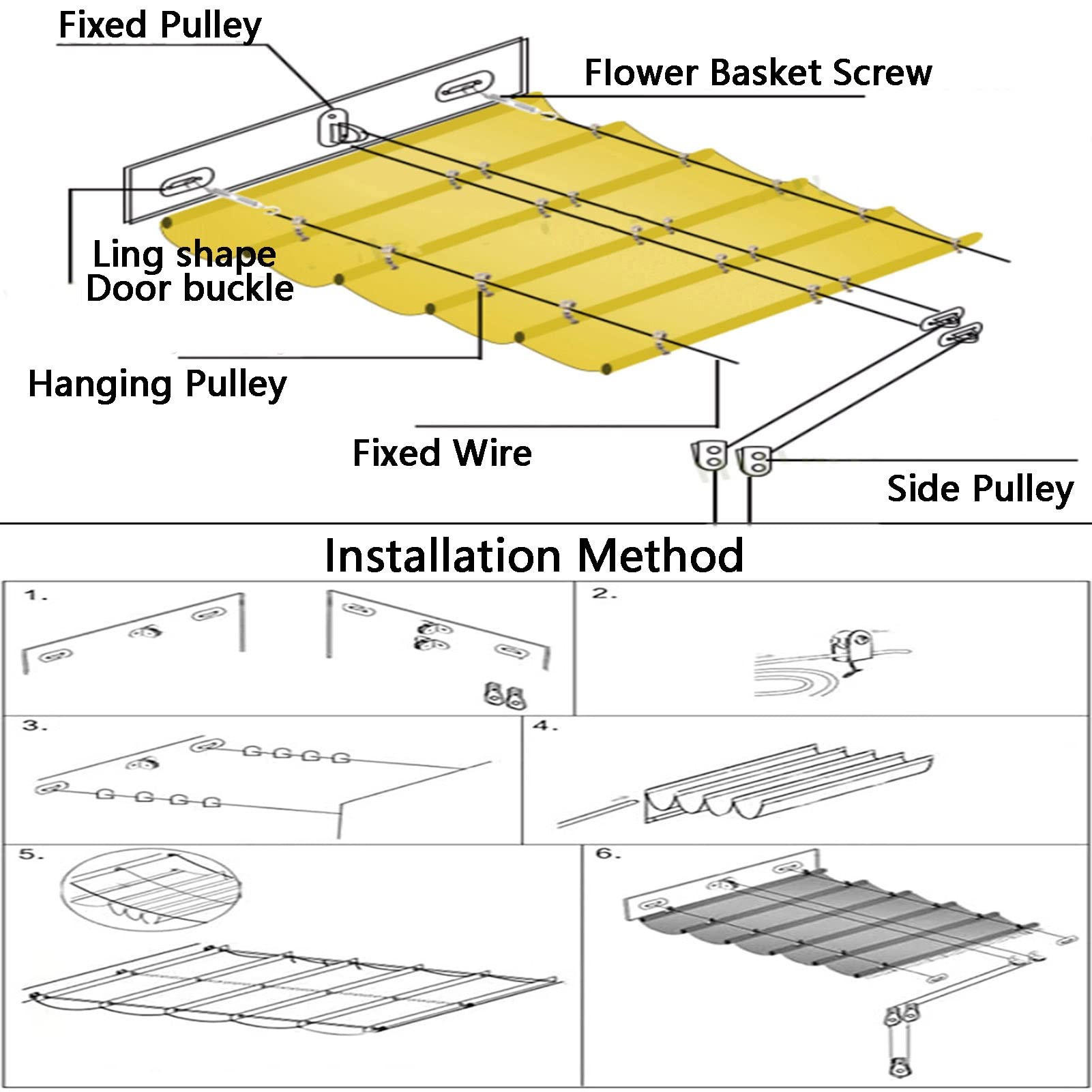 Retractable Wave Shade Sails - UV Resistant HDPE Permeable Sun Protection Awning with Mounting Kit for Outdoor Patio, Pergola, Glass House & Backyard - Custom Sizes Available for Perfect Fit