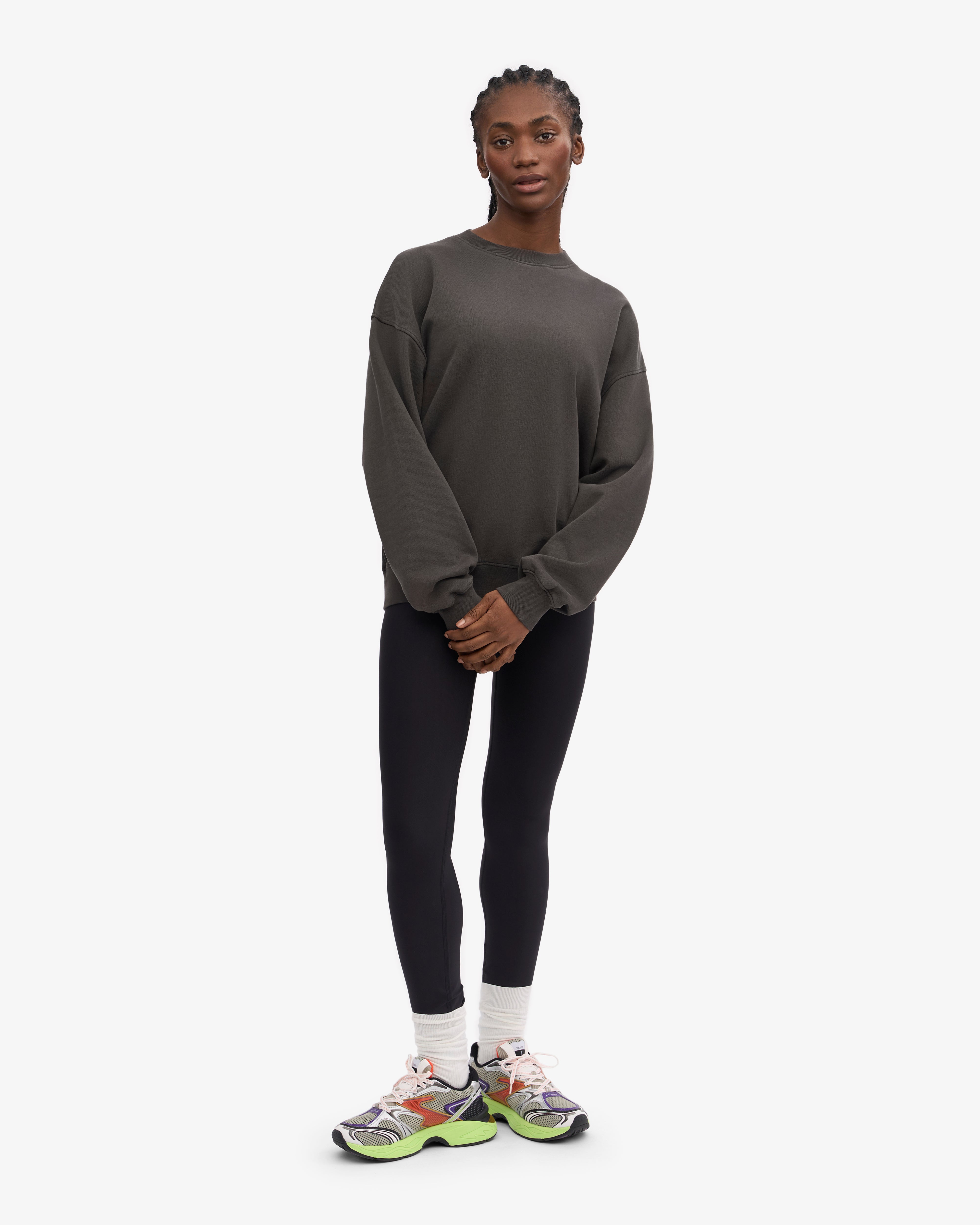 Organic Oversized Crewneck Sweatshirt for Women - Soft & Comfortable Lava Grey Pullover - Perfect for Casual Wear, Lounge & Street Style