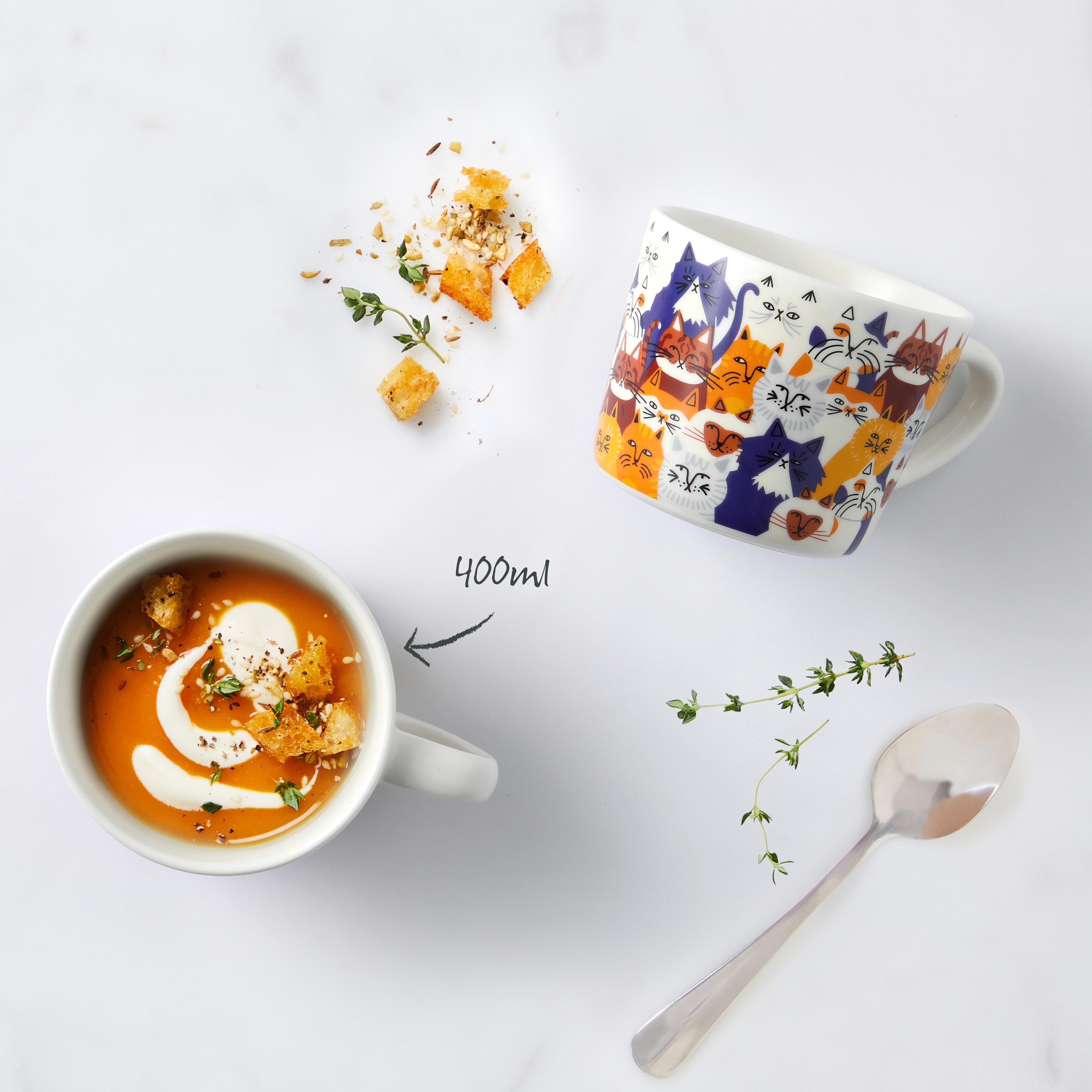 Clowder Of Cats Printed Ceramic Mug 400ml - Perfect for Coffee, Tea & Gifts for Cat Lovers