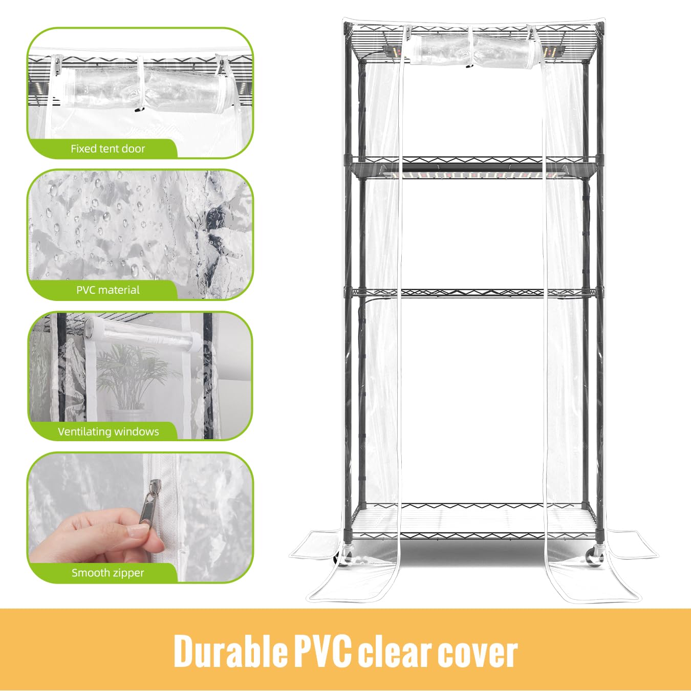 4-Tier Indoor Greenhouse with Grow Lights - 30