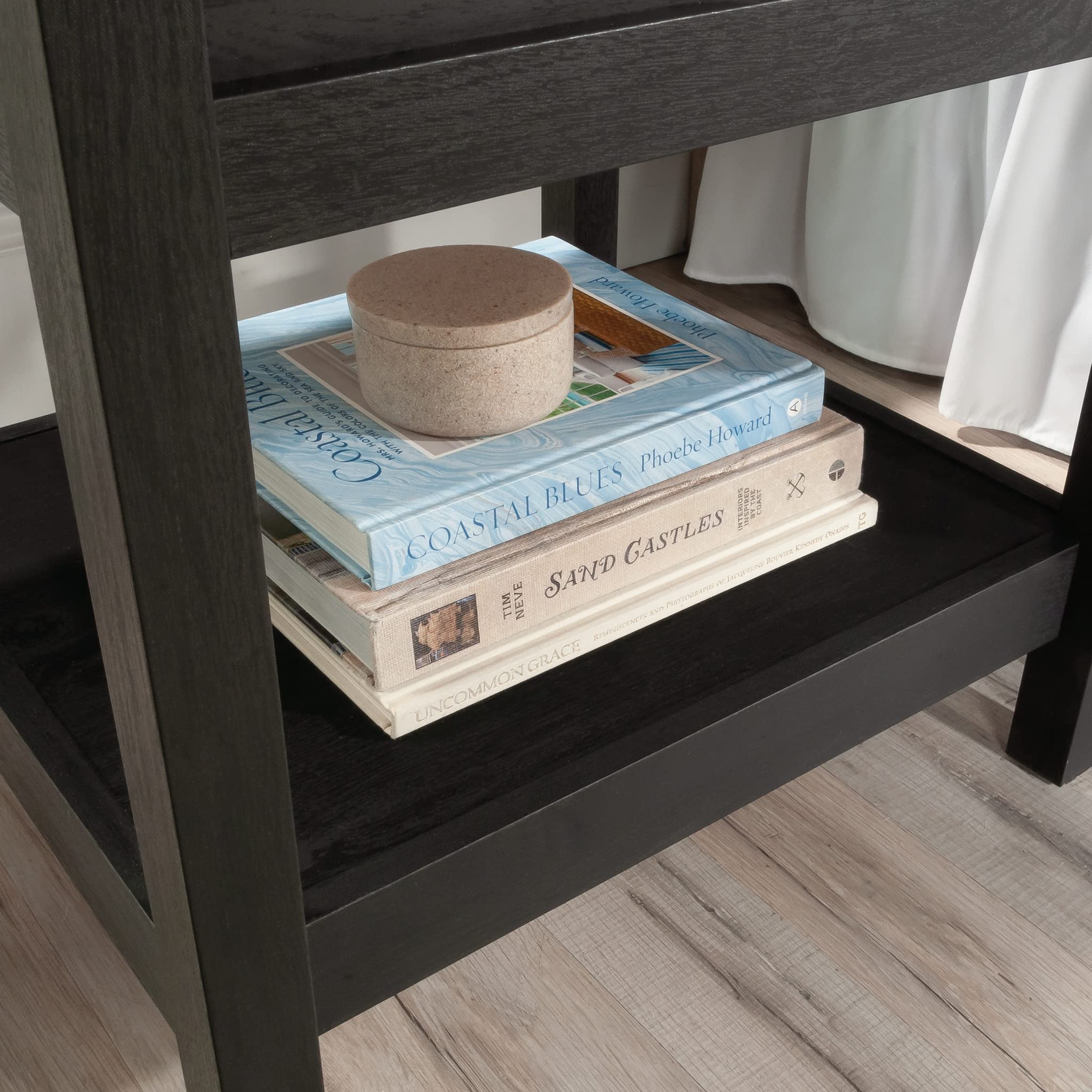 Sauder Cottage Road Night Stand - Bedside Table with Storage, End Table in Raven Oak Finish for Bedroom, Living Room & Office