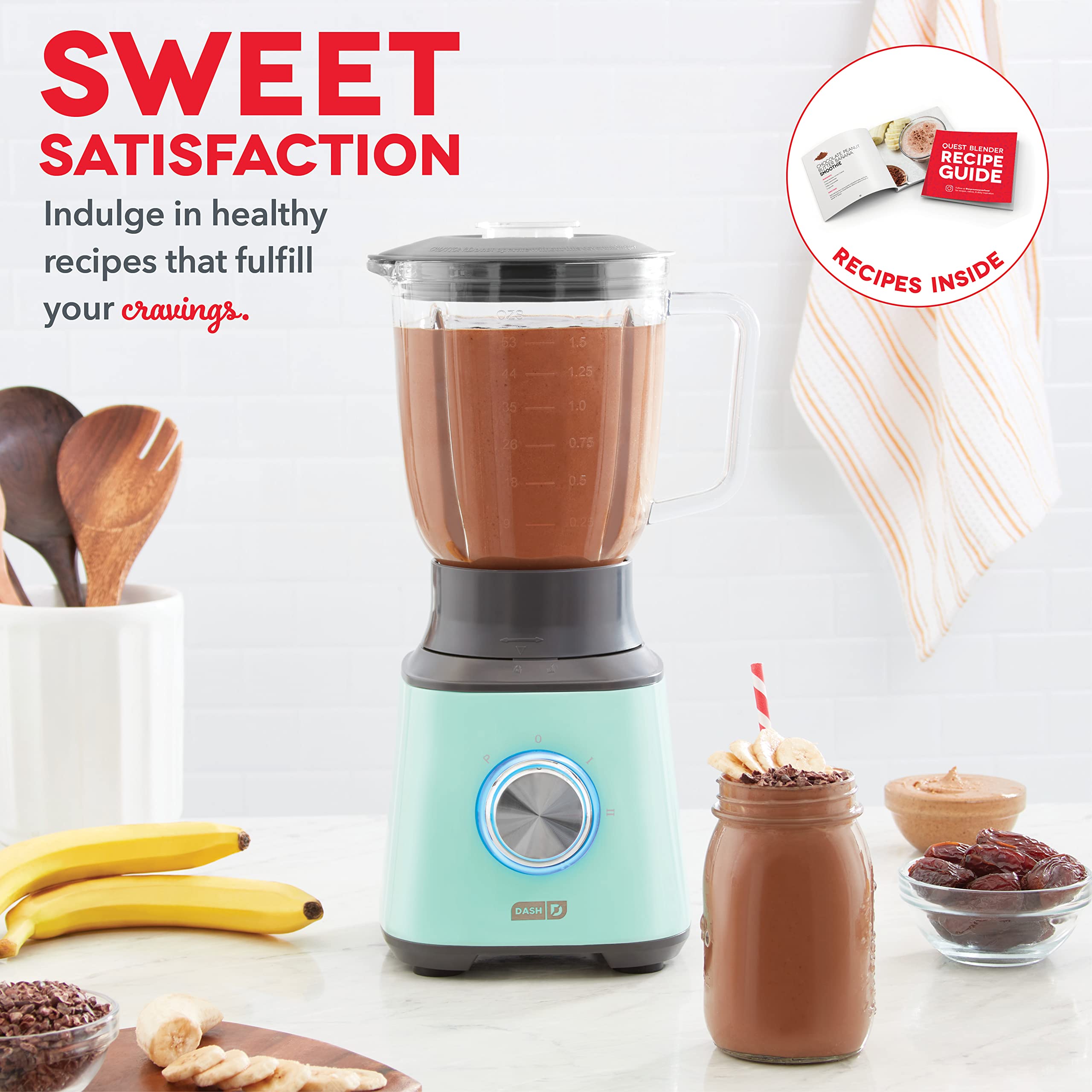 Dash Quest 50oz Heavy Duty Blender - High Speed Countertop Mixer for Smoothies & Kitchen Prep