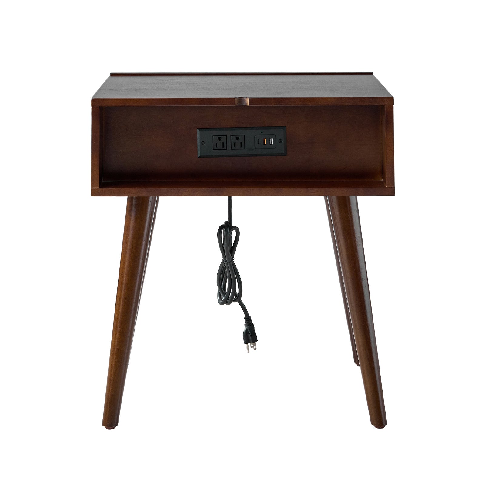 Vivian Mid-Century Modern Nightstand with USB Charging Station - Wooden Bedside Table with Drawer & Shelf - Perfect for Bedroom, Living Room, or Guest Room - Fast Charging & Stylish Storage Solution