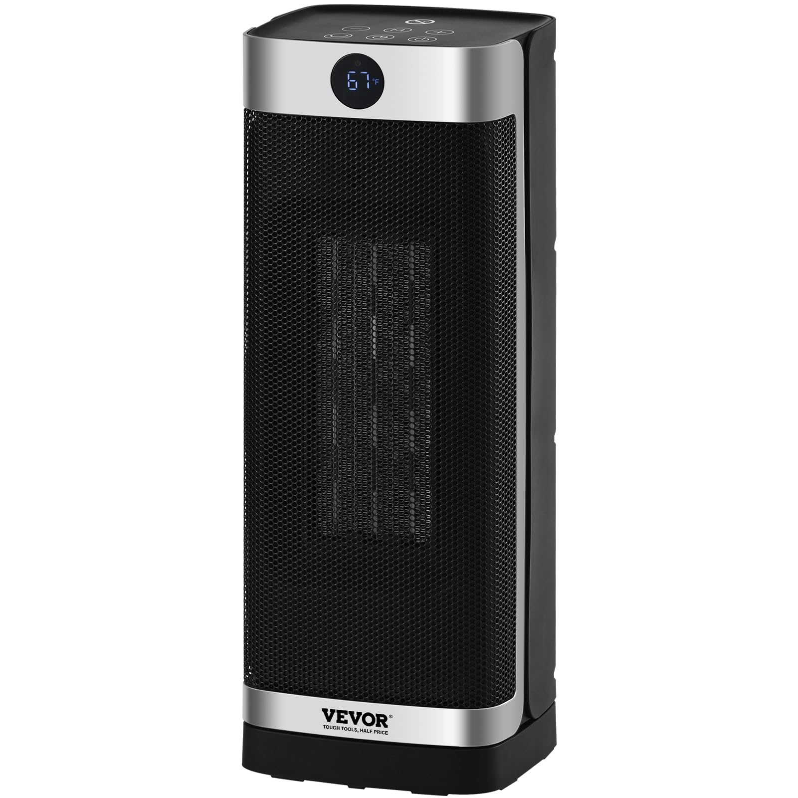 VEVOR 1500W Electric Space Heater with Adjustable Thermostat & Remote Control, 2 Heat Settings Quiet Ceramic Heater Fan with Tip-Over & Overheat Protection, 16
