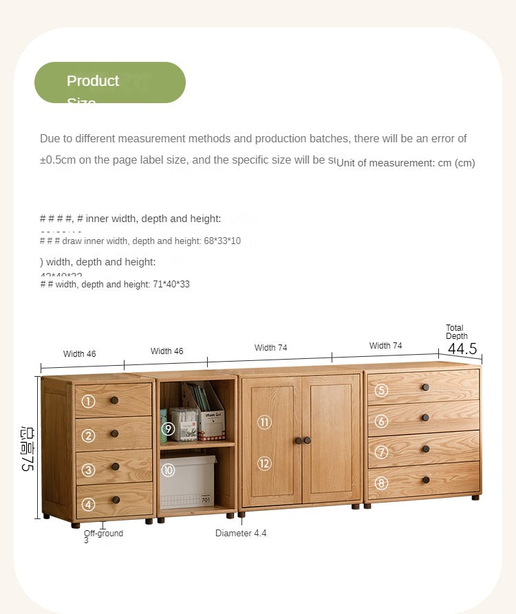 Oak Solid Wood Kids Dresser with 3 Drawers - Natural Wood Chest of Drawers for Nursery & Bedroom - Sturdy Storage Cabinet for Clothes, Toys & Baby Essentials