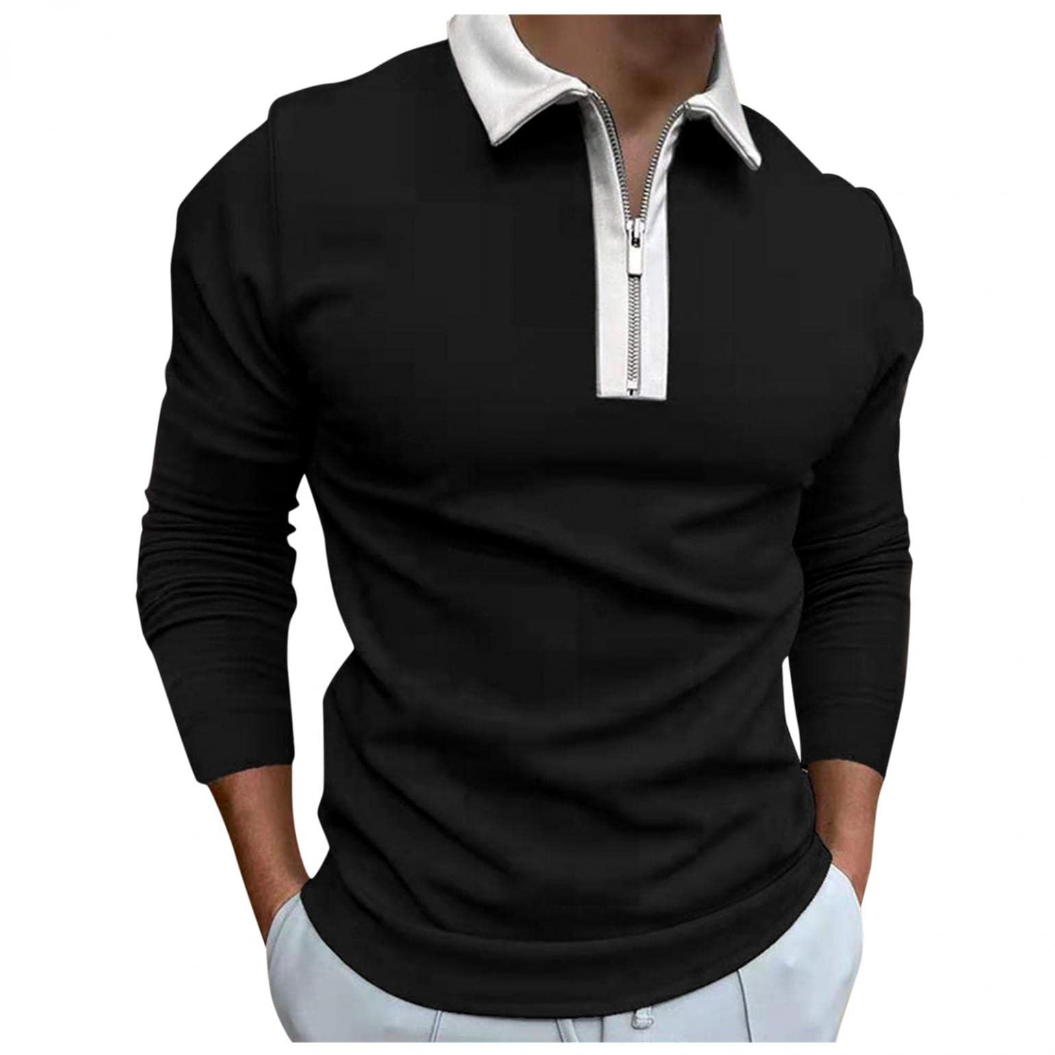 BEUU Men's Slim Fit Striped Short Sleeve Polo Shirt - Business Casual Workwear for Summer & Fall - Perfect for Office, Golf, and Casual Outings