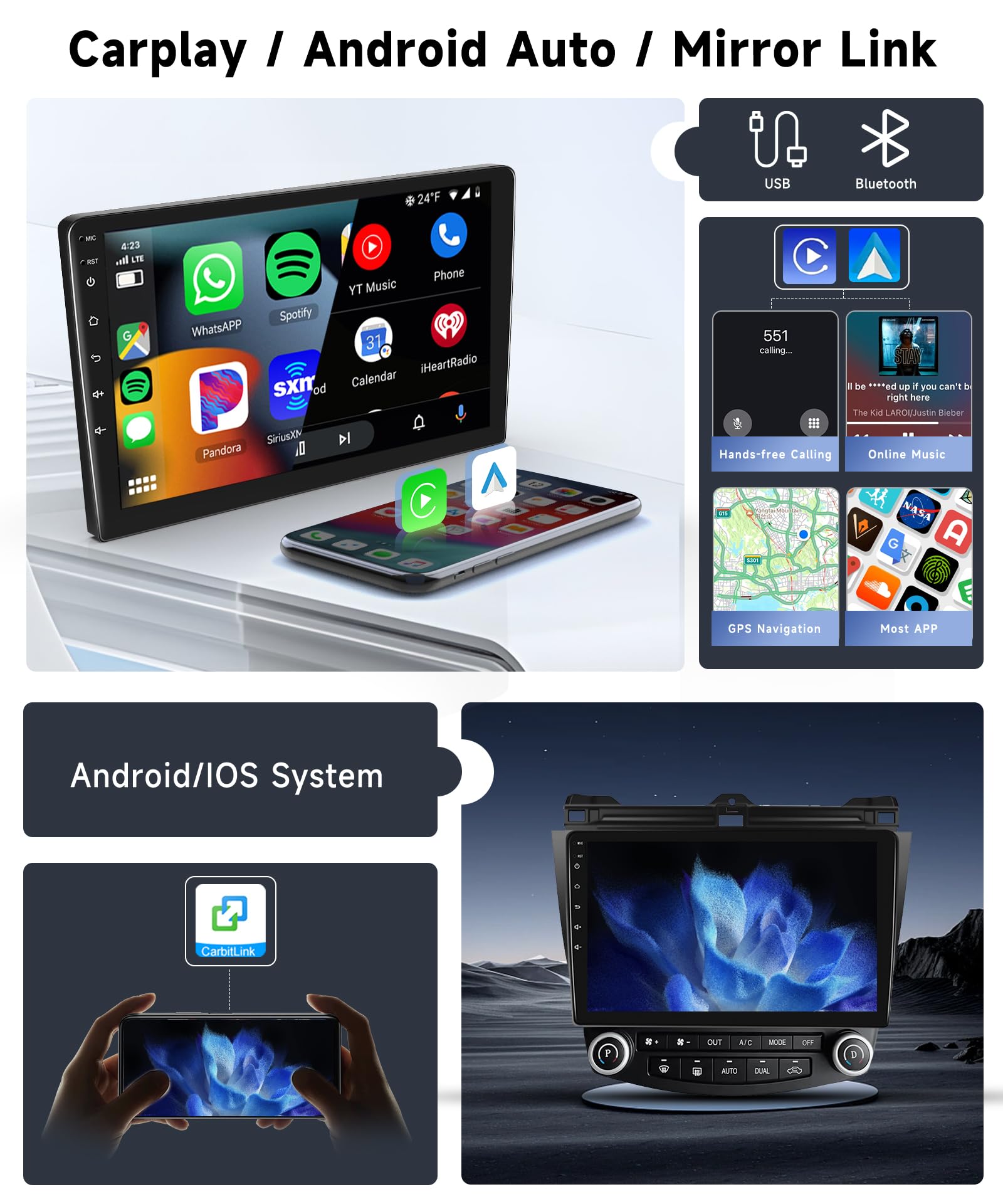 8-Core 4GB+64GB Android 13 Car Stereo for Honda Accord 2003-2007 | 10.1