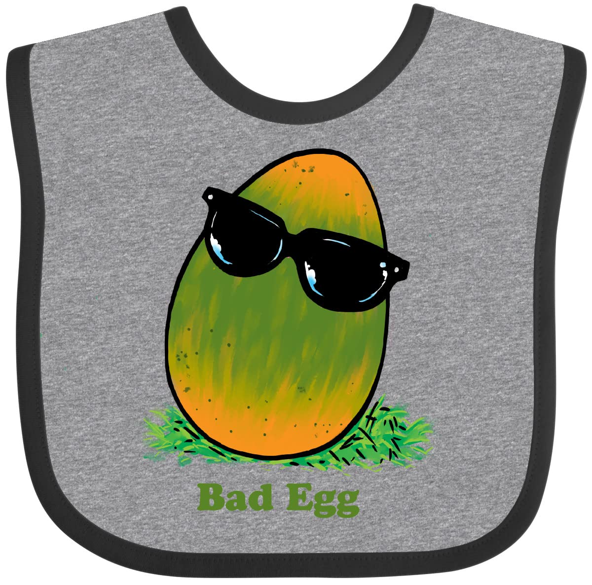 Inktastic Easter Green and Yellow Bad Egg with Sunglasses Baby Bib - Funny Easter Outfit for Babies, Cute Holiday Bib for Boys & Girls - Perfect for Easter Photos, Parties & Family Gatherings