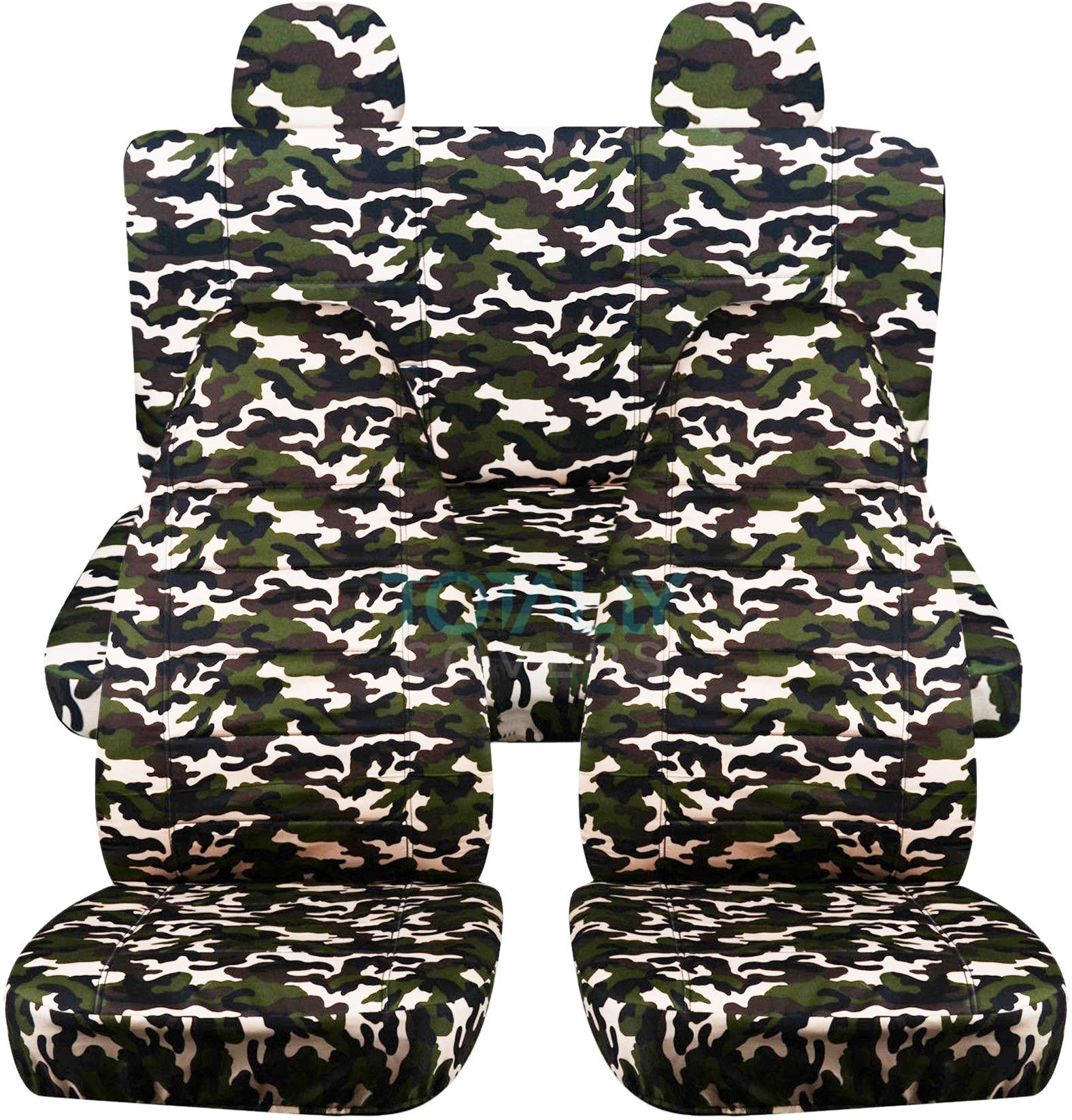 Brown Camo Car Seat Covers Full Set with 2 Rear Headrest Covers - Universal Fit for Cars, Trucks, Vans, RVs & SUVs - 22 Camouflage Patterns - Perfect for Outdoor Adventures, Hunting & Off-Roading