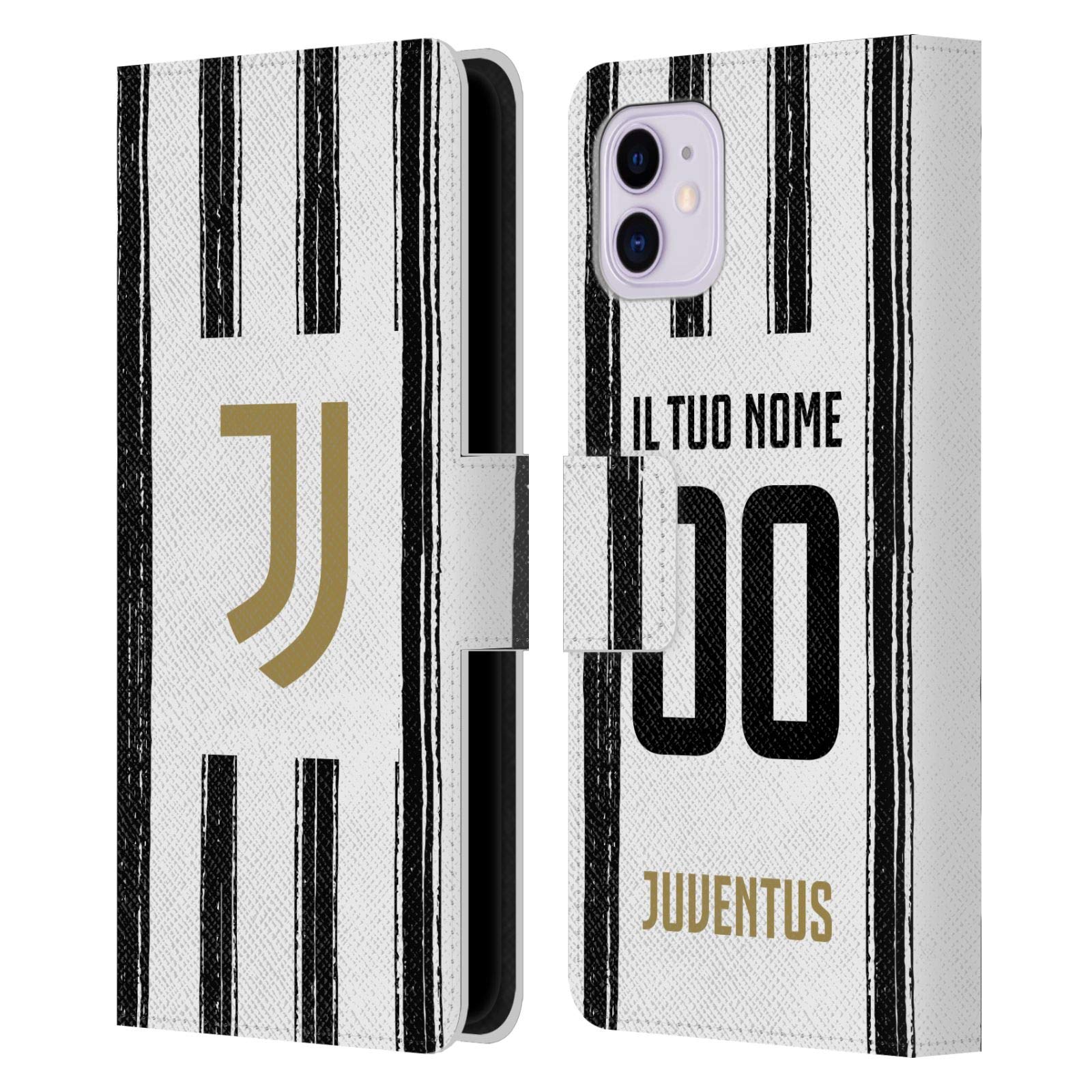 Head Case Designs Juventus FC Custom Leather iPhone 11 Wallet Case - Officially Licensed Football Club Phone Cover for Fans & Daily Use