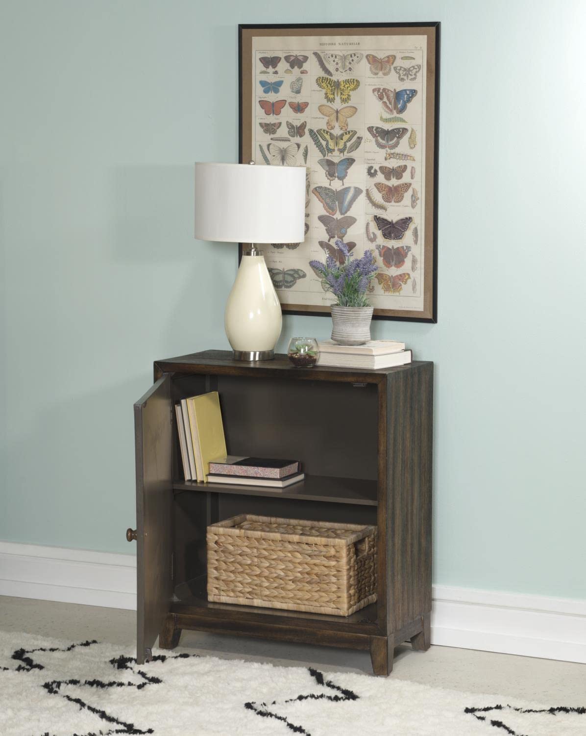 Powell Furniture Grace Accent Cabinet - Dark Brown Wood Side Table for Living Room, Bedroom & Entryway Storage