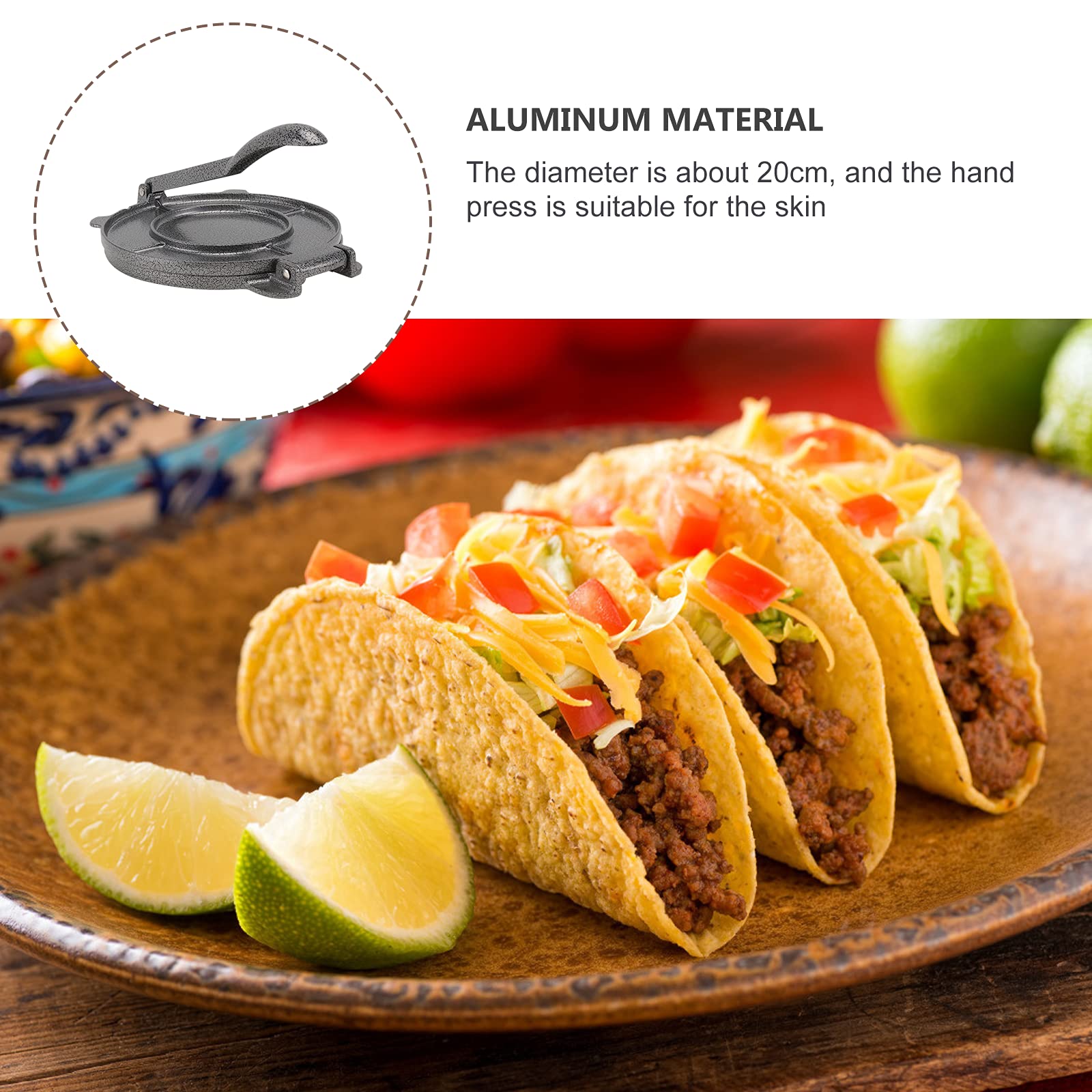 Stainless Steel Tortilla Press Machine - Non-Stick Taco & Pie Maker for Mexican Cuisine, Pizza Dough & Flatbreads | Perfect for Home Kitchens & Restaurants