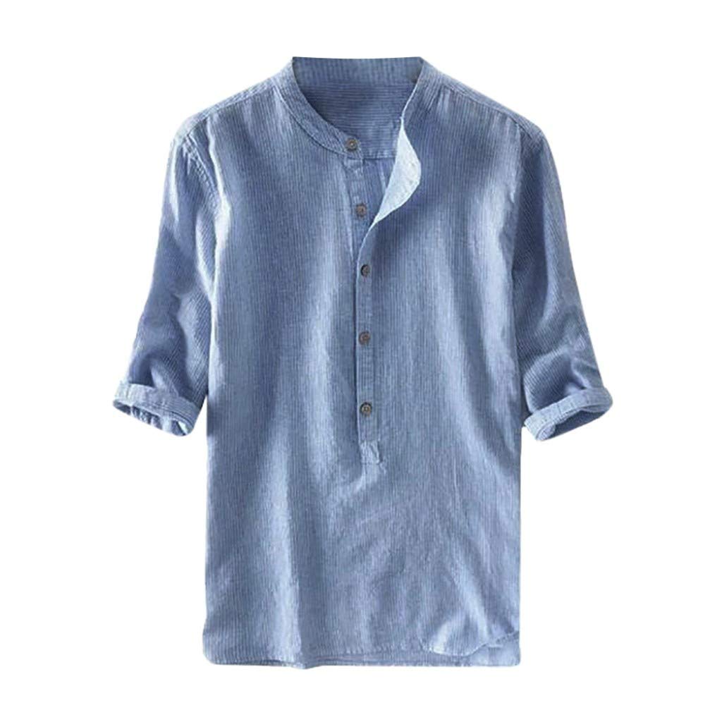 Men's Linen Polo Shirts - Pure Color Button Up Short Sleeve Tops for Summer | Retro Casual Blouse for Men | Perfect for Beach Outings, Golf Games & Weekend Leisure Wear