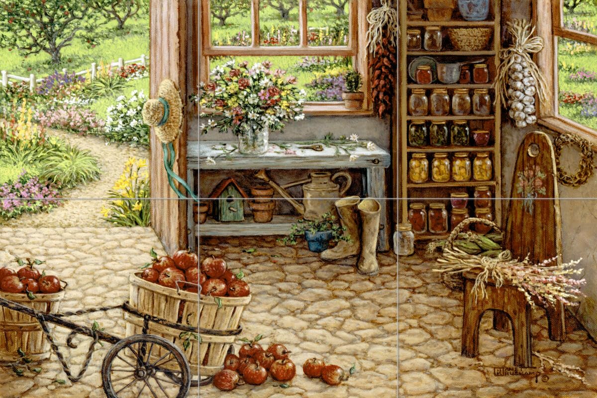 Hand-Painted Ceramic Backsplash Tile Mural - Garden Landscape Design for Kitchen, Bathroom & Shower - Waterproof Wall Art for Home Decor - Perfect for Gardening Rooms & Indoor Spaces