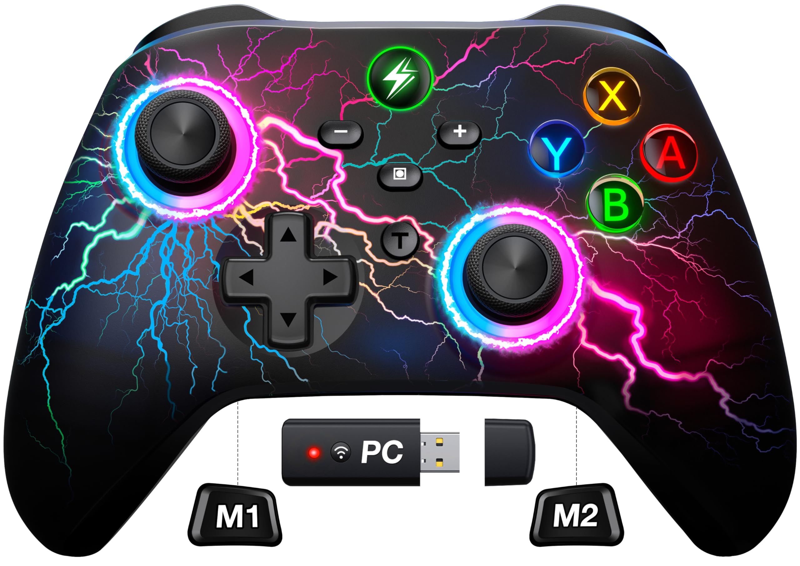 Wireless Pro Controller for Nintendo Switch, Switch Lite & OLED - 2.4GHz USB Receiver with LED Lights for PC, iOS & Android Gaming | Perfect for Multiplayer, Travel & Interactive Gameplay