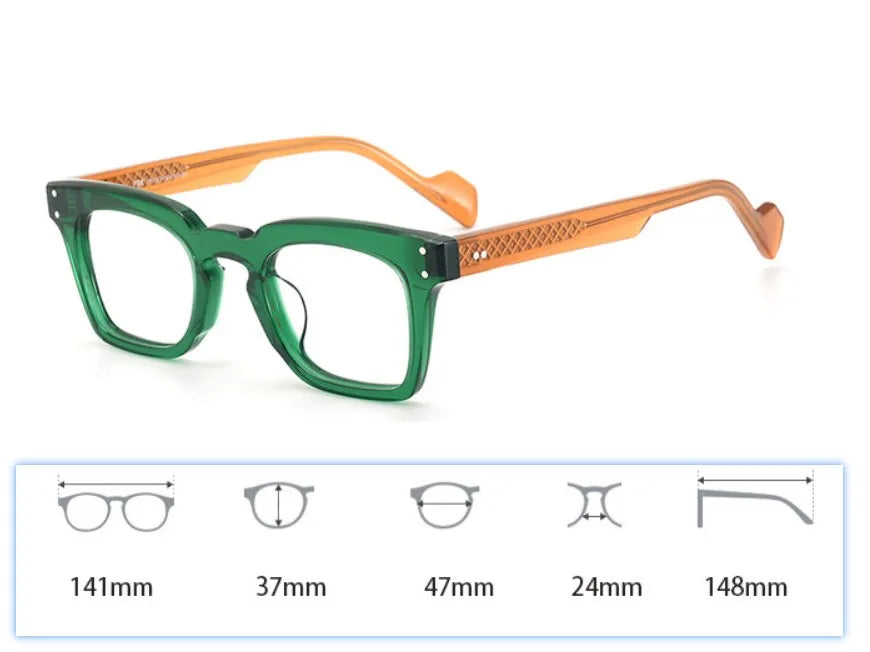 CCspace Unisex Full Rim Square Cat Eye Acetate Eyeglasses Frame 57400 - Trendy Retro Style for Men & Women - Perfect for Office, Reading, and Fashion Accessories