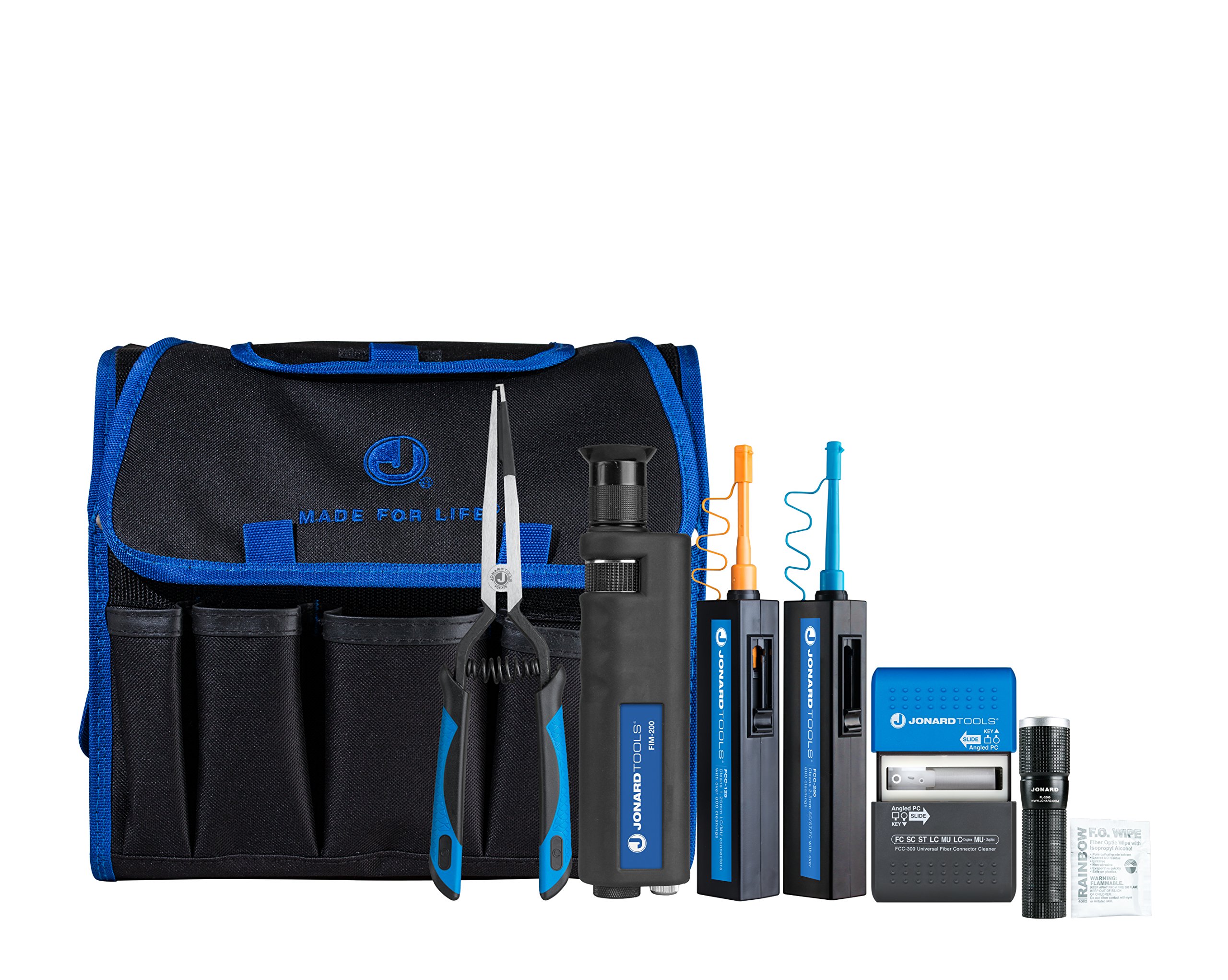 Jonard Tools TK-188 200x光纤连接器清洁与检测套件，适用于数据中心和电信网络维护
