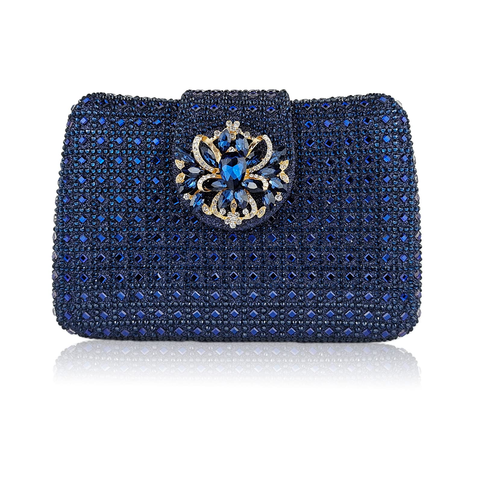 Sparkly Rhinestone Floral Clutch Handbag for Women - Elegant Evening Bag with Shoulder Strap | Perfect for Parties, Weddings & Special Occasions