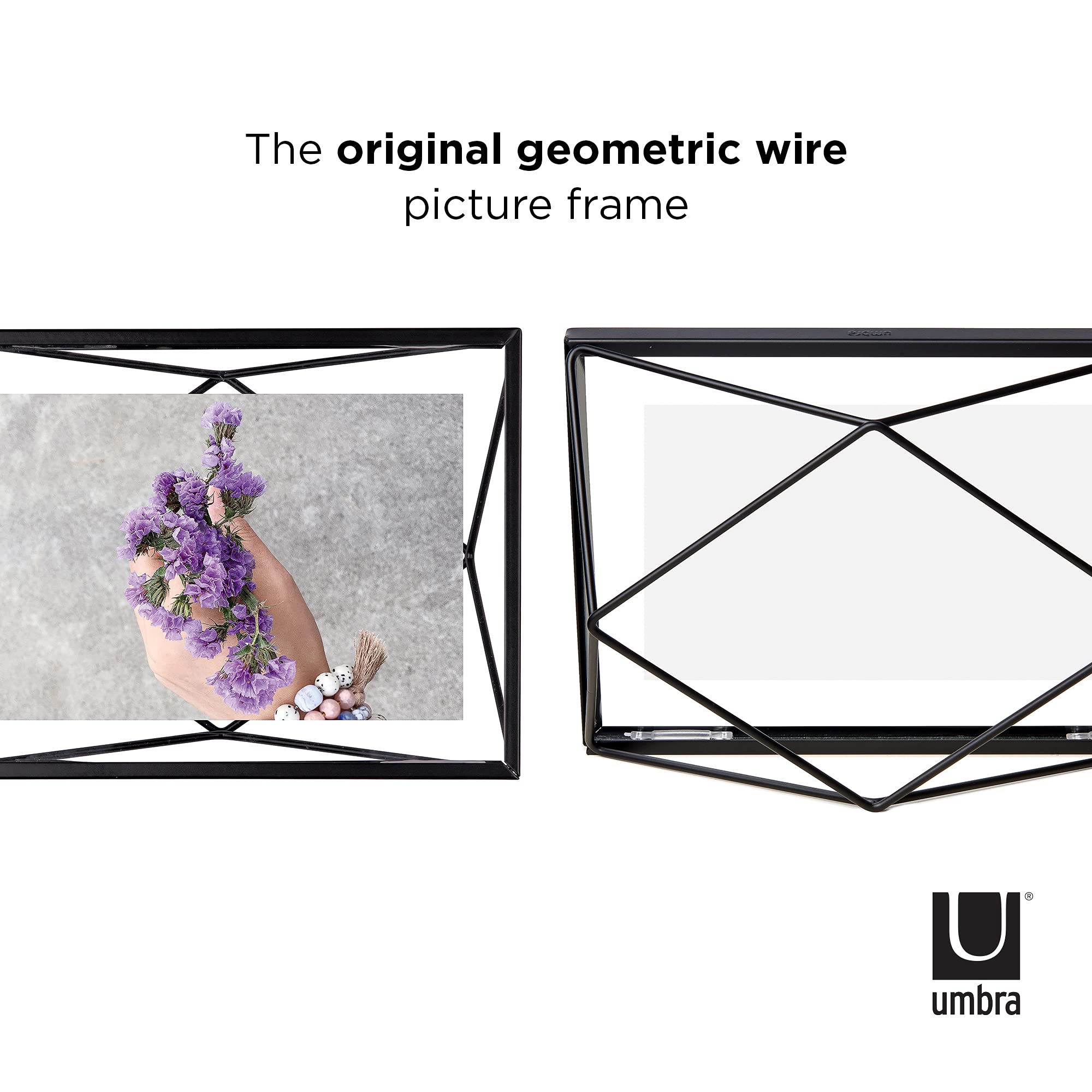 Umbra Prisma 4x6 Inch Black Metal Picture Frame - Wall Mount or Tabletop Photo Display for Home & Office Decor - Perfect for Family Photos, Wedding Pictures & Artwork