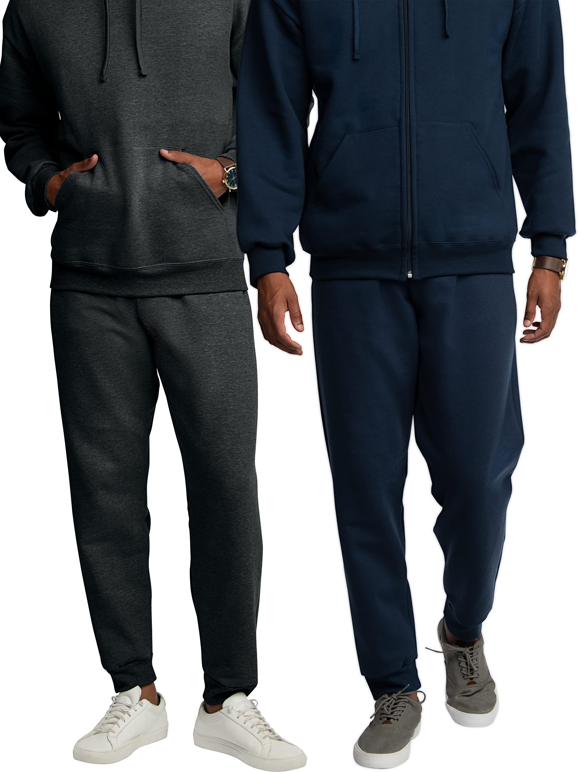 Fruit of the Loom Men's Eversoft Fleece Joggers - Moisture Wicking, Breathable Sweatpants for Men, Comfortable Lounge Pants, 2-Pack - Perfect for Workout, Yoga, Running & Relaxing at Home