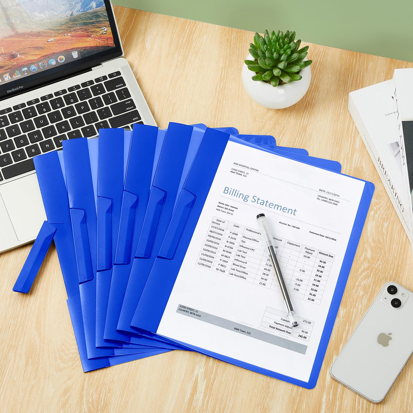 Maitys 25 Pack Clear Report Covers with Clip - 11.4 x 9 Inch Transparent Presentation Folders for Letter Size Documents (Blue) - Perfect for Resumes, Interviews, School Projects & Office Organization