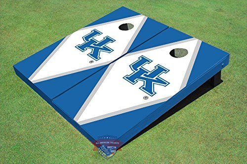 University of Kentucky Wildcats Cornhole Boards Set - White & Blue Diamond Design for Tailgating, Backyard Games, and Outdoor Parties