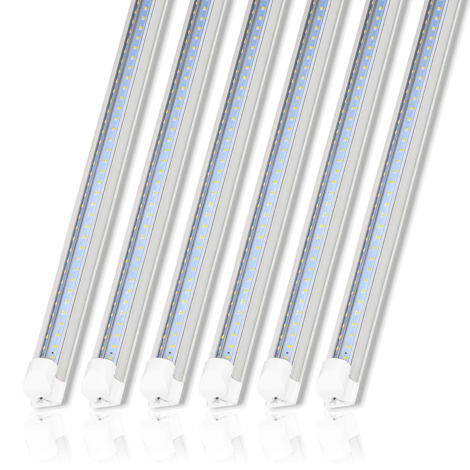 Hykolity 6 Pack 8FT LED Shop Light Fixture - 80W Integrated LED Tube Light, 10000LM Brightness, 5000K Daylight White, Linkable Design - T8 LED Tube Lights for Garage, Warehouse, Workshop - Plug and Play, ETL Certified - Perfect for Industrial, Commercial & Home Use