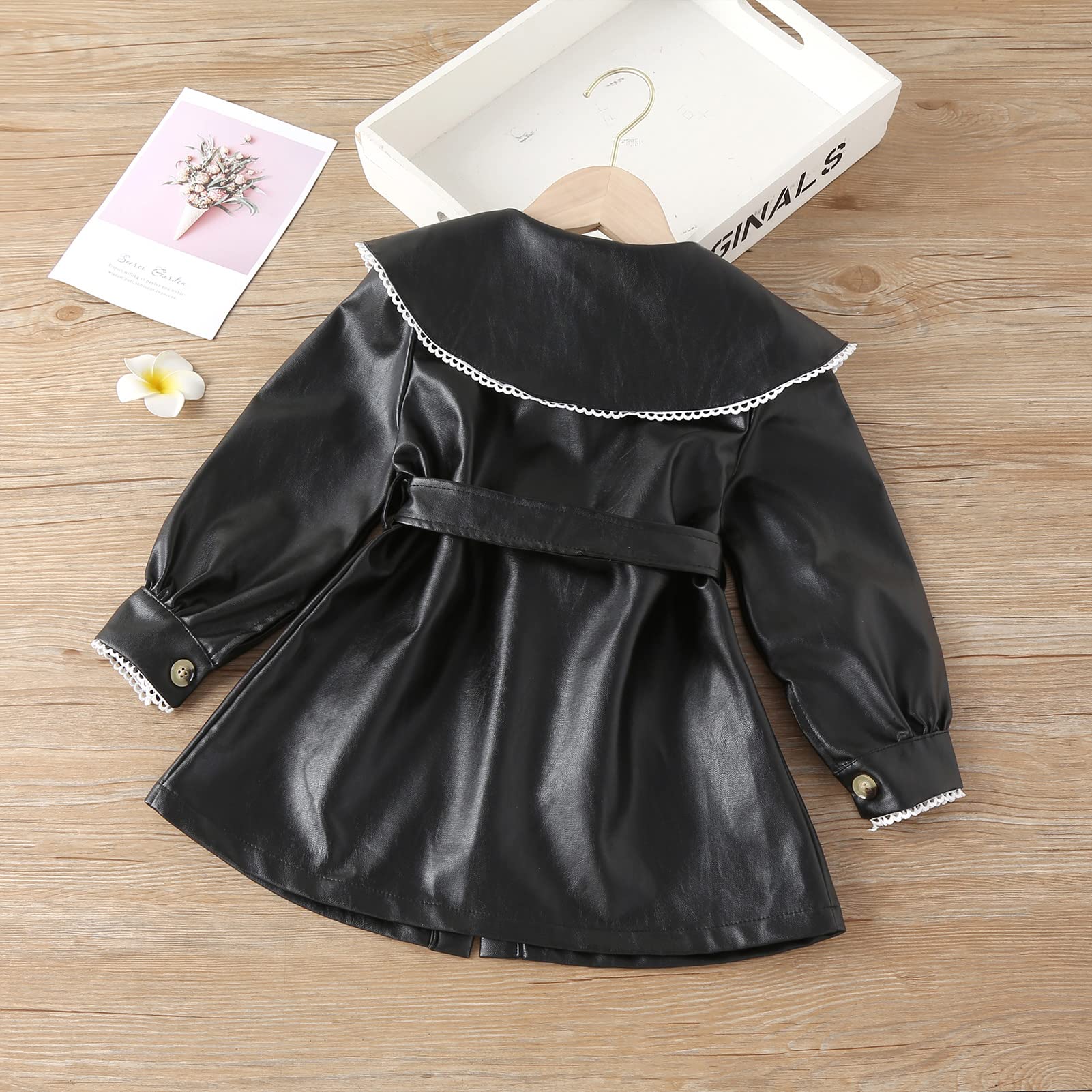 Happy Cherry Baby Girl Faux Leather Motorcycle Jacket - Cute Ruffle PU Coat for Toddlers 1-5 Years | Spring & Fall Outerwear for Photo Shoots, Parties & Outdoor Play